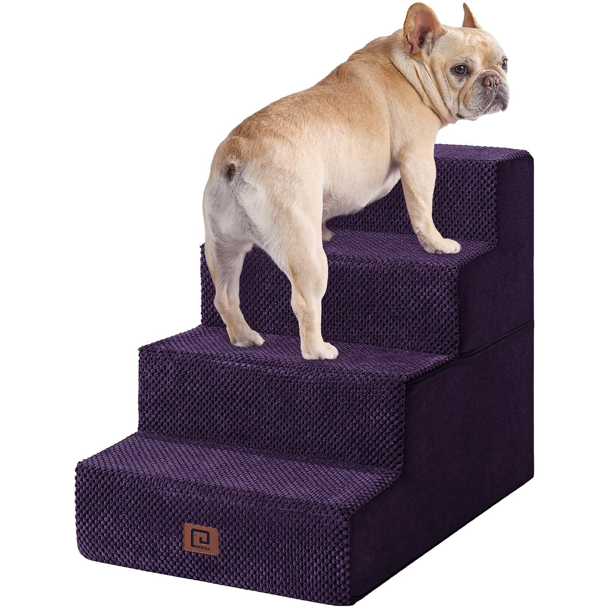 Eheyciga Dog Stairs For Bed 18”H, 4-Step Dog Steps For High Bed, Pet Steps For Small Dogs And Cats, Non-Slip Balanced Dog Indoor Ramp, Purple