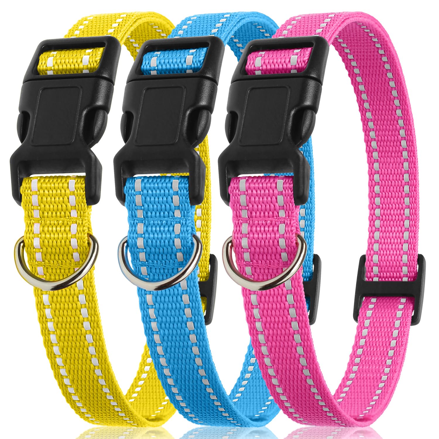 Petjoy 3-Pack Replacement Straps For Shock & E Collars - Durable Nylon Adjustable Dog Collars, 8-27 Inches, Quick Release Buckle