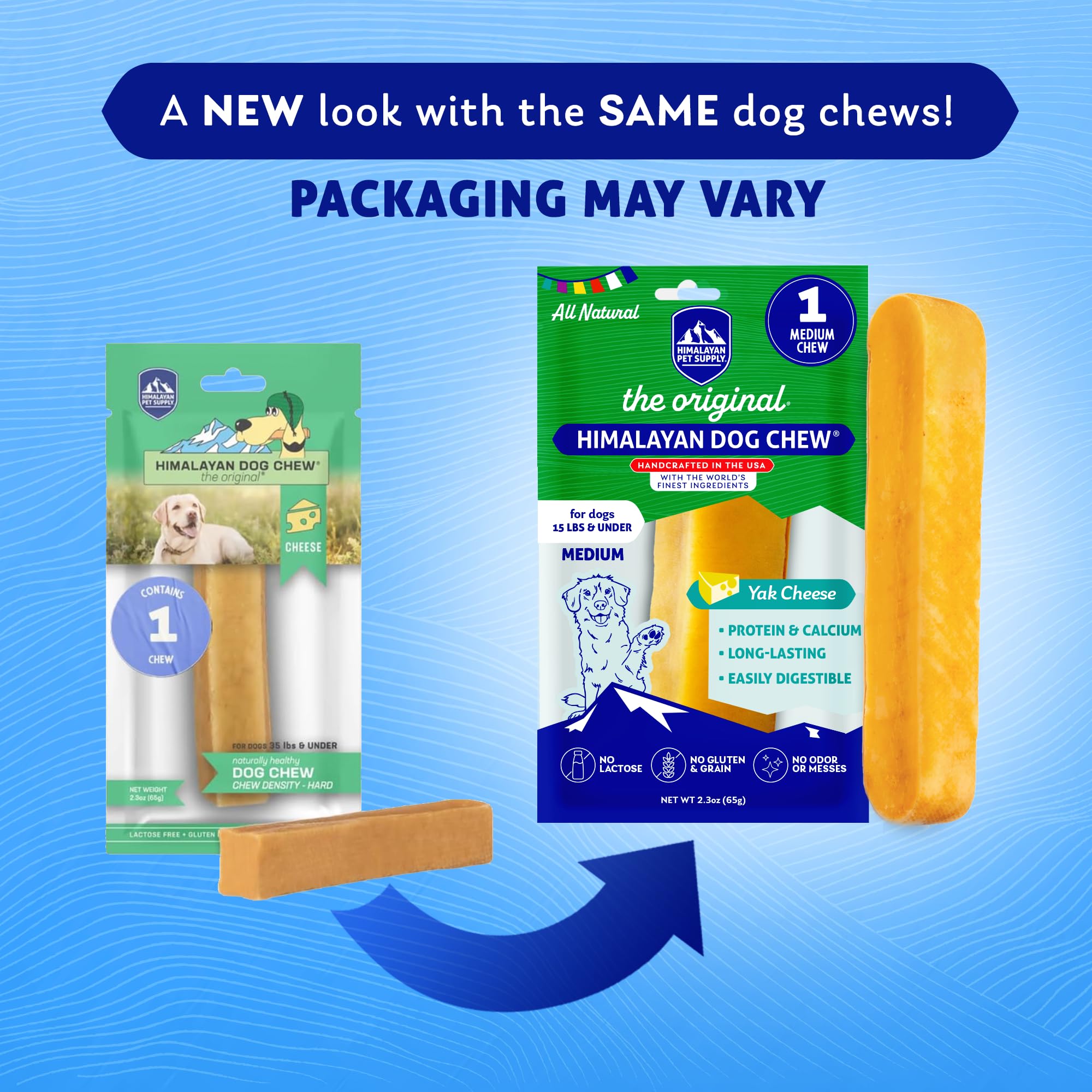 Himalayan Dog Chew Original Yak Cheese Chew, 1 Medium Stick, 2.3 oz, Gluten Free, Healthy Treats, Grain & Lactose Free 100% Natu