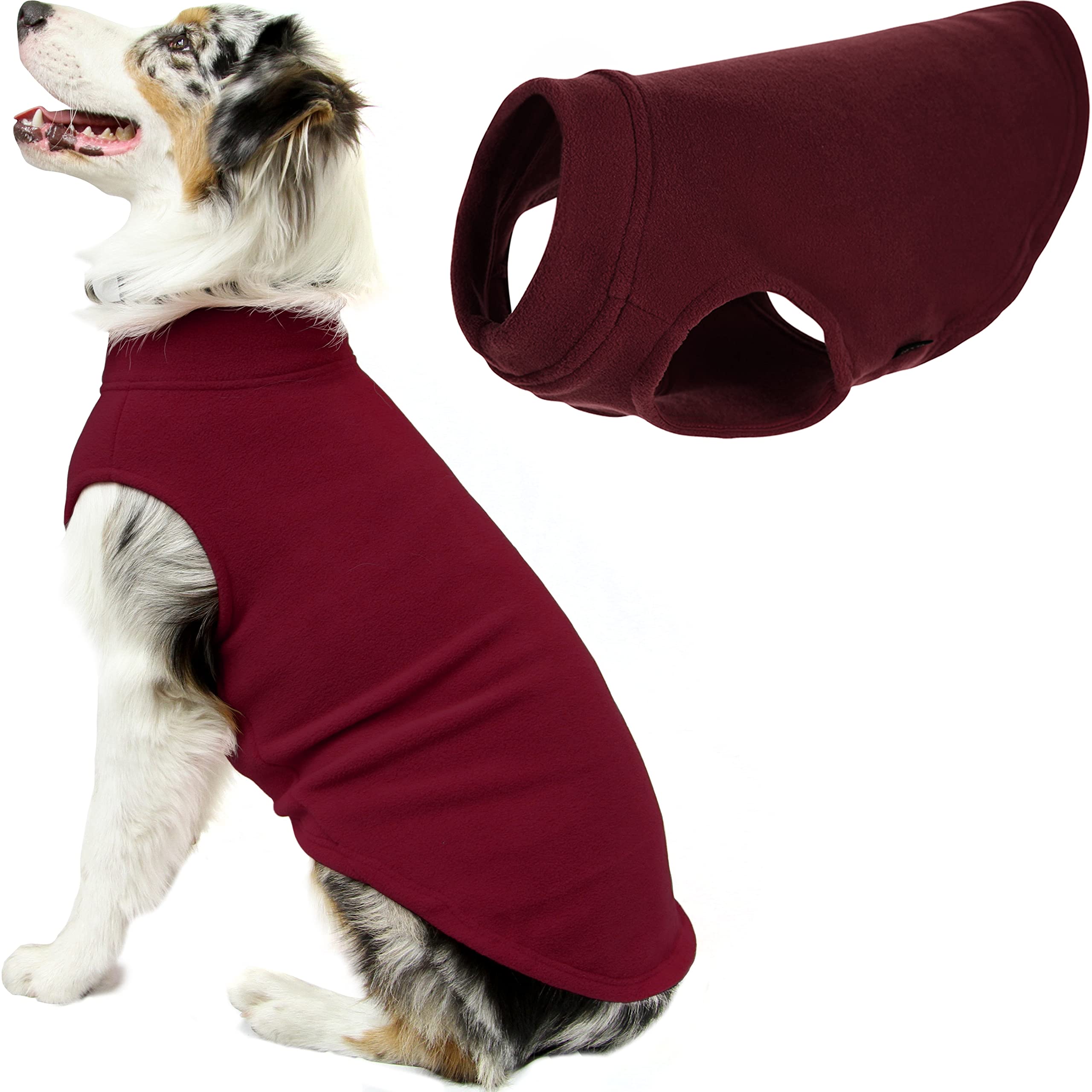 Gooby Stretch Fleece Vest Dog Sweater - Burgundy, 4X-Large - Warm Pullover Fleece Dog Jacket - Winter Dog Clothes For Small Dogs Boy - Dog Sweaters For Small Dogs To Dog Sweaters For Large Dogs