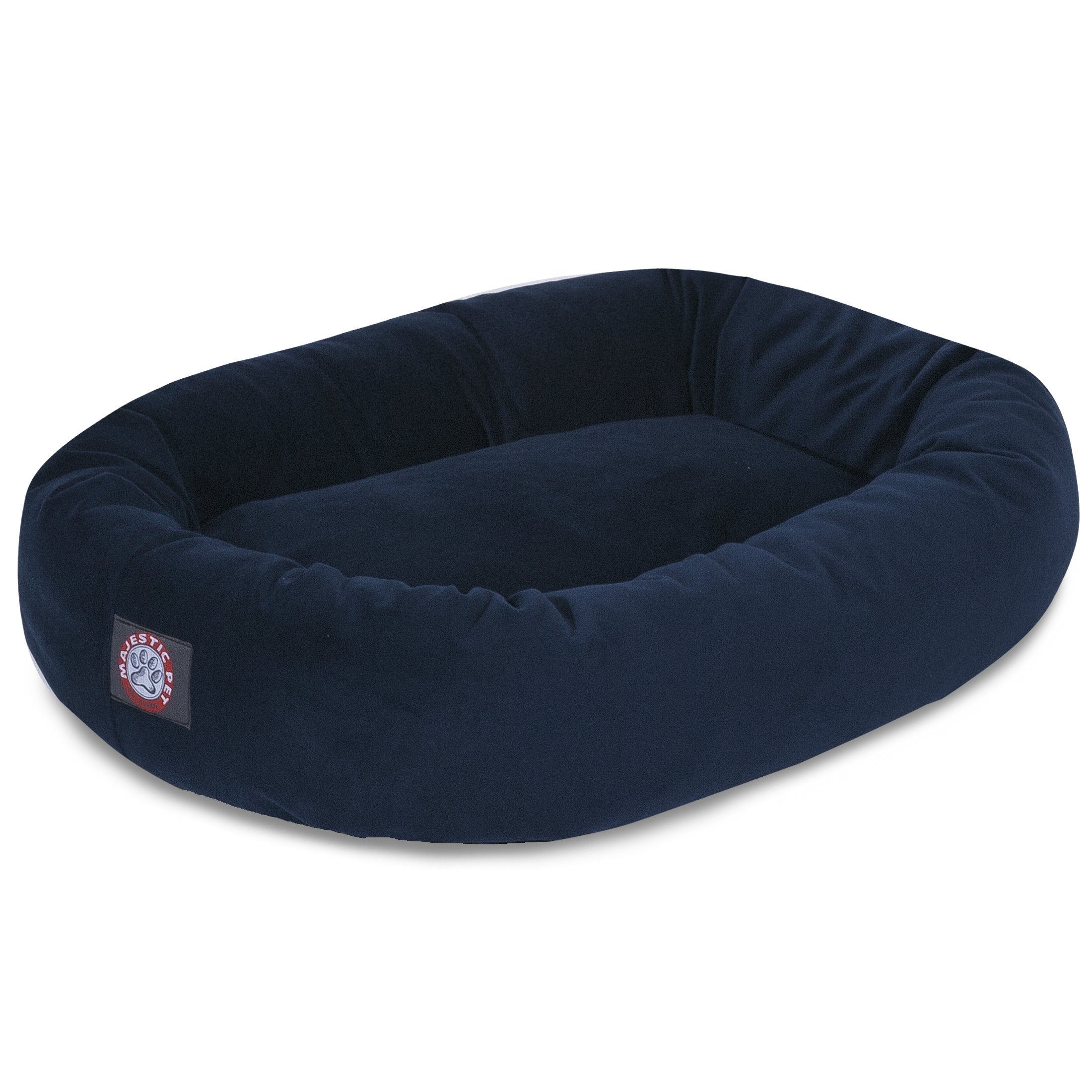 40' Navy Suede Bagel Dog Bolster Bed By Majestic Pet Products
