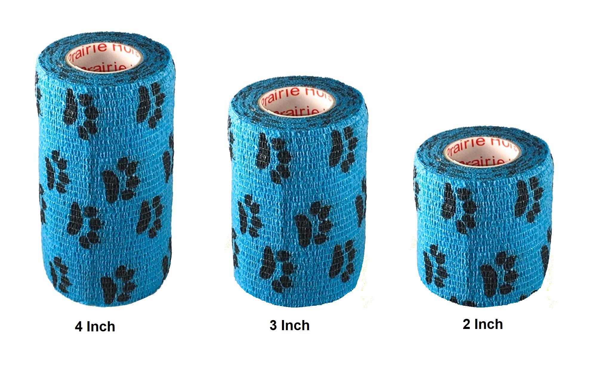 Vet Wrap Wrap Tape (Blue with Paw Prints) (2 Pack) (2 Inch x 15 feet) Self Adhesive Adherent Adhering Cohesive Flex Self Stick B