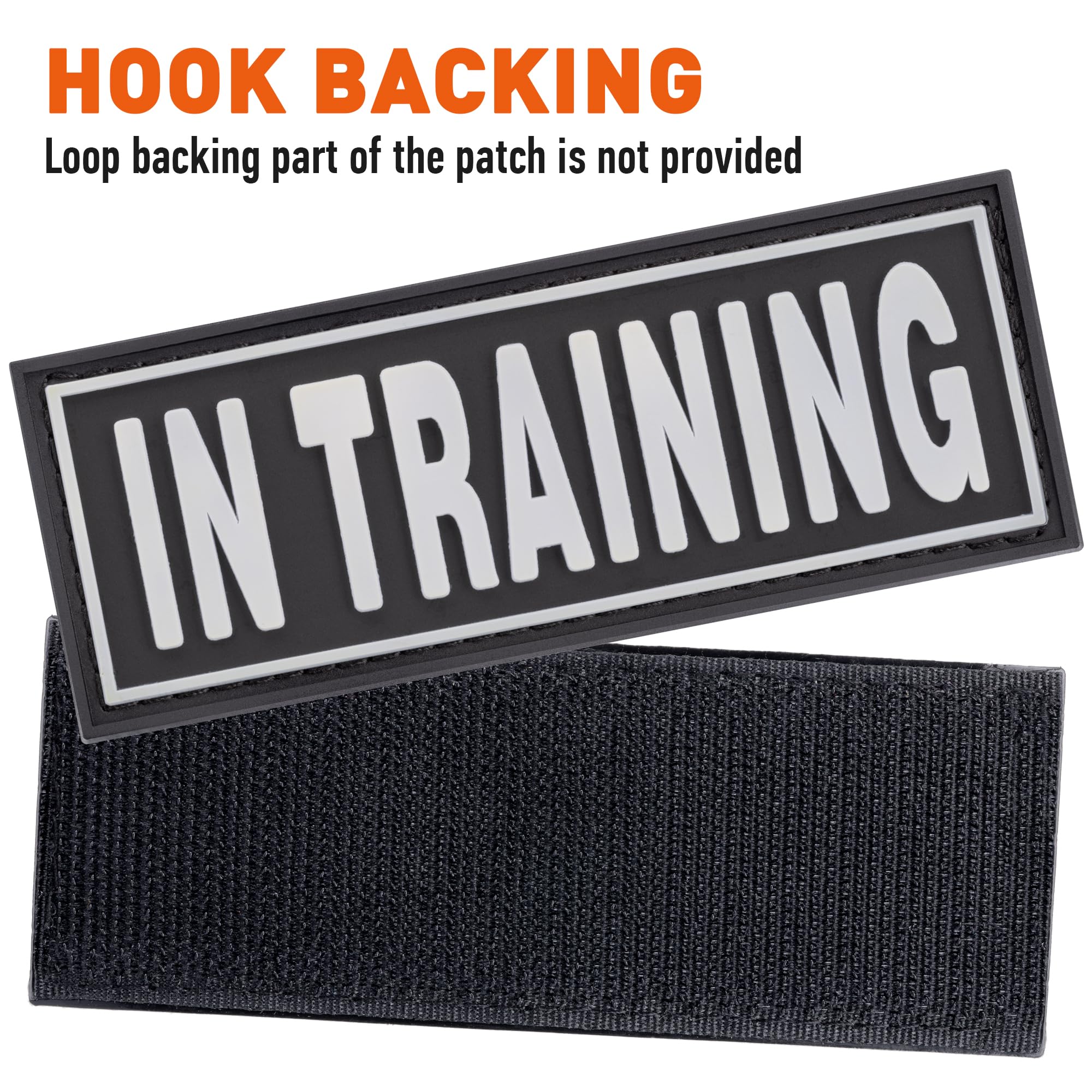 Dogline In Training Patches For Harnesses And Vests Removable 3D Rubber Patches With Hook Backing For Small Medium Or Large Working Dogs 1' X 2.75' - Two Patches