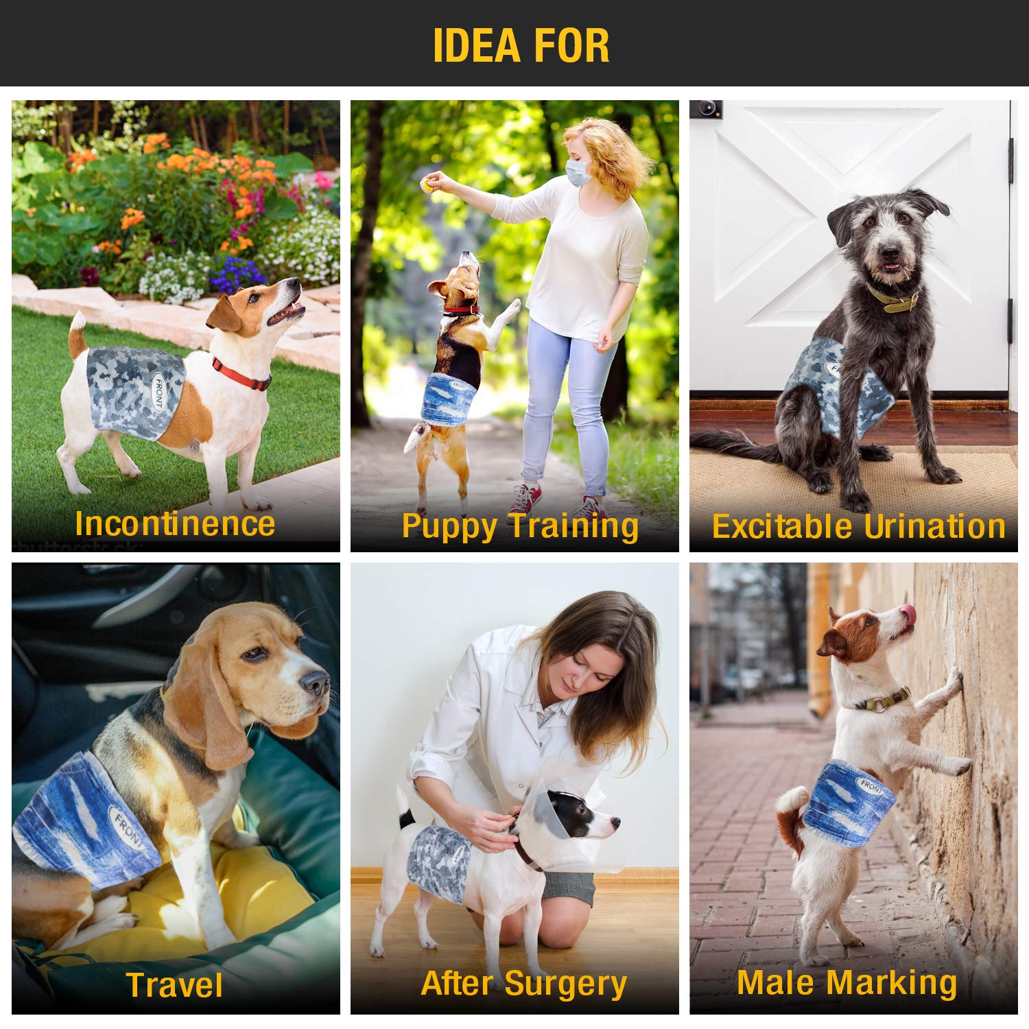 Dono Dog Diapers Male Disposable Male Dog Wraps, 24 Count Wider Doggie Puppy Diapers, Male Belly Bands, Super Absorbent, Leak-Pr