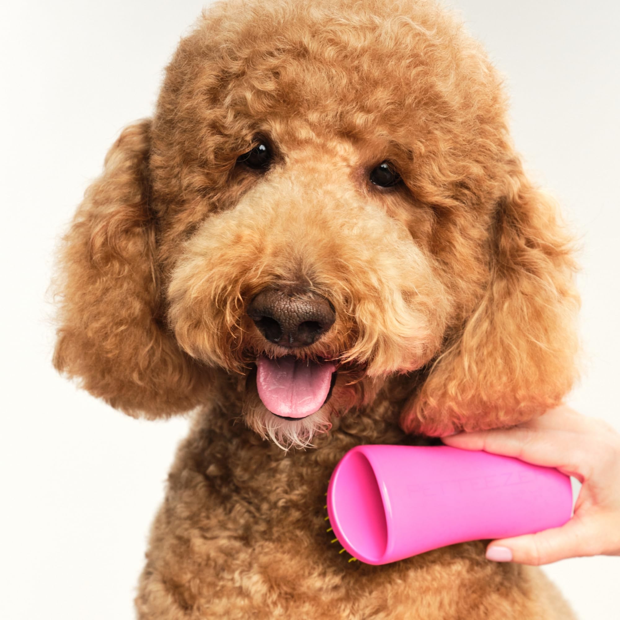 Pet Teezer By Tangle Teezer Detangling Dog Grooming Brush, Dog Bath Brush For Wet Or Dry Fur, Pink & Yellow