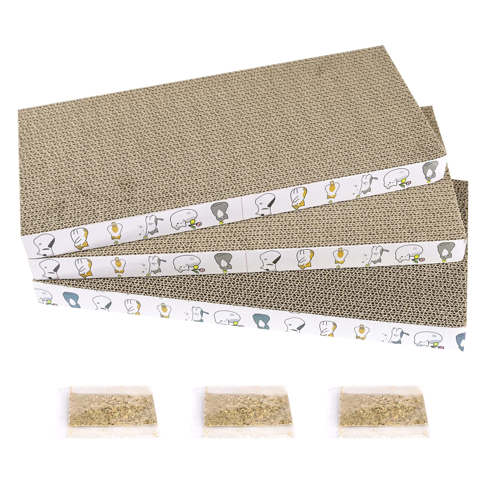 Patiencet Cat Scratcher Cardboard 3 Pcs Cat Scratch Pad Reversible Scratcher Texture Design Durable Cat Scratching Pad