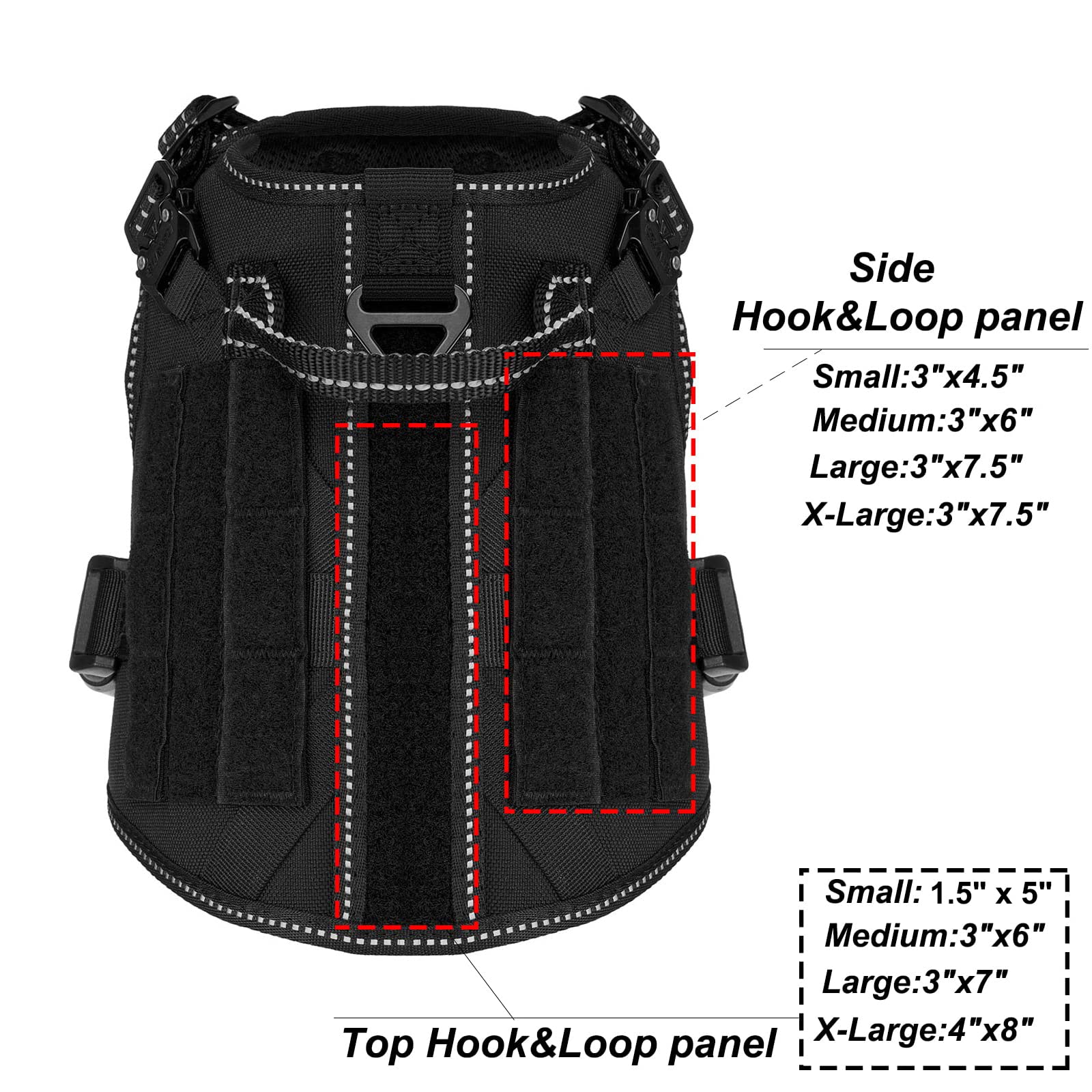 Icefang Tactical Dog Harness,2X Metal Buckle,Working Dog Molle Vest With Handle,No Pulling Front Leash Clip,Hook And Loop Panel (Small (Pack Of 1), Reflective Black)