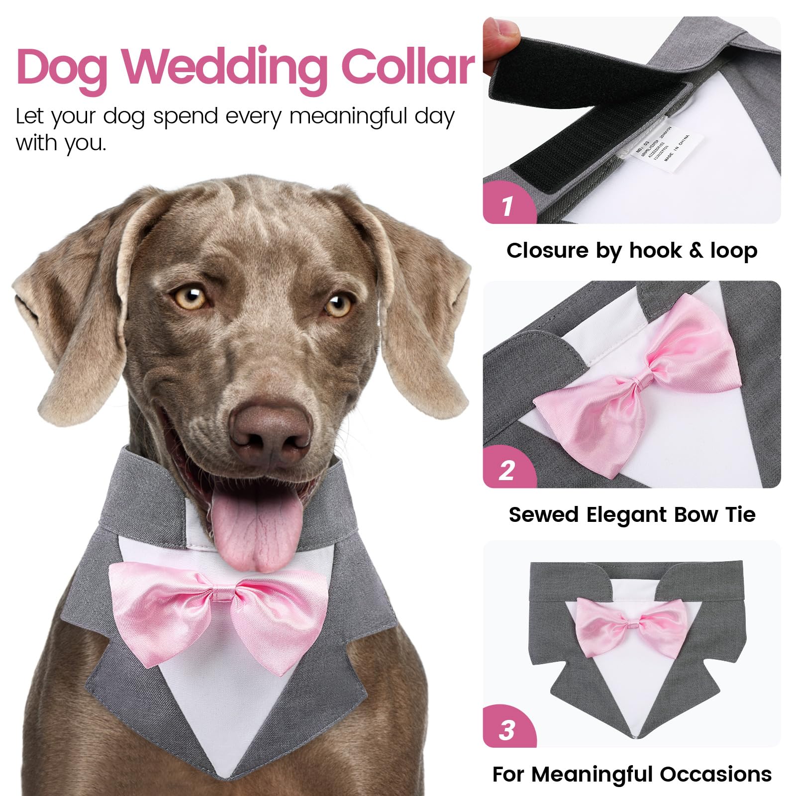 Aofitee Formal Dog Tuxedo, Extra Large Dog Wedding Bandana Collar With Bow Tie, Adjustable Birthday Costume Valentines Outfits,
