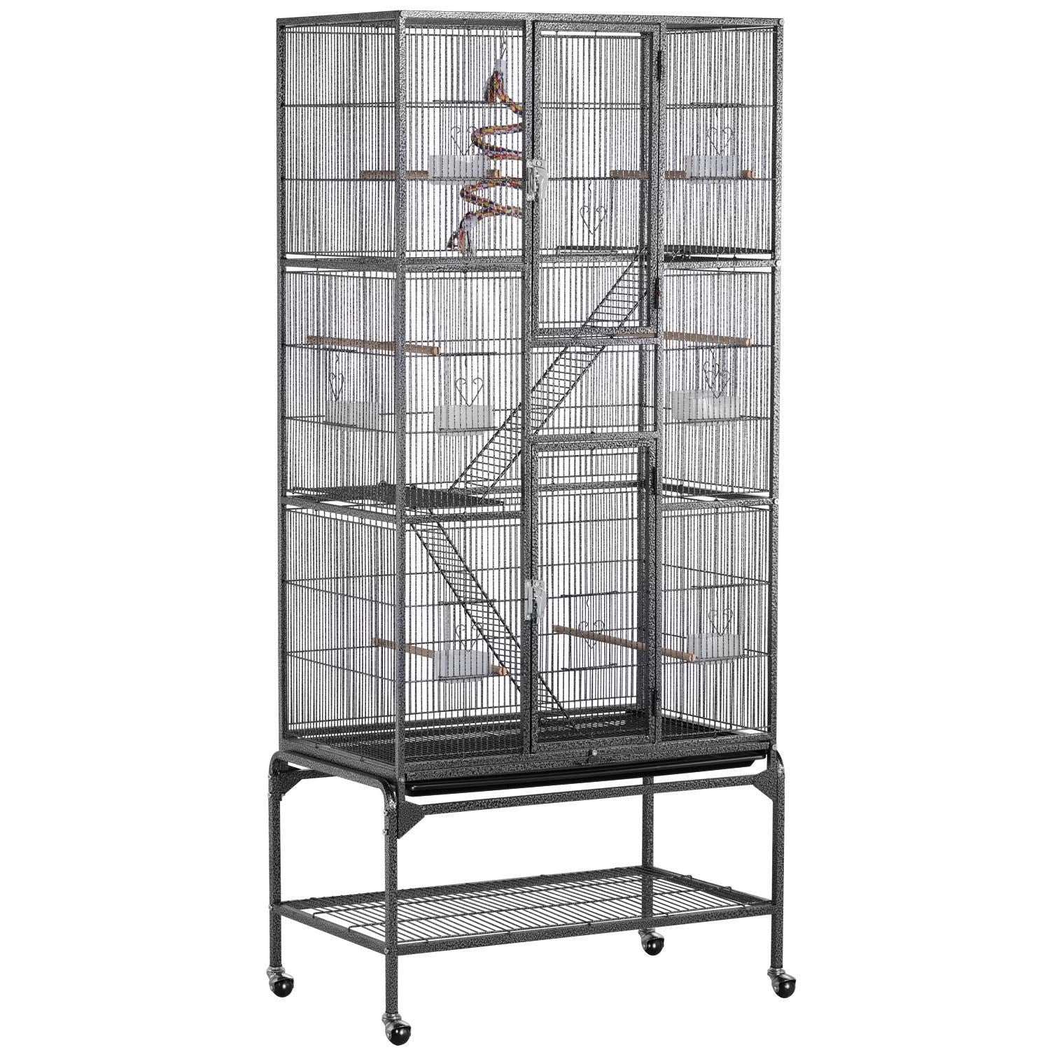 Yaheetech 69-Inch Extra Large Wrought Iron 3 Levels Ferret Chinchilla Sugar Glider Squirrel Small Animal Cage With Cross Shelves