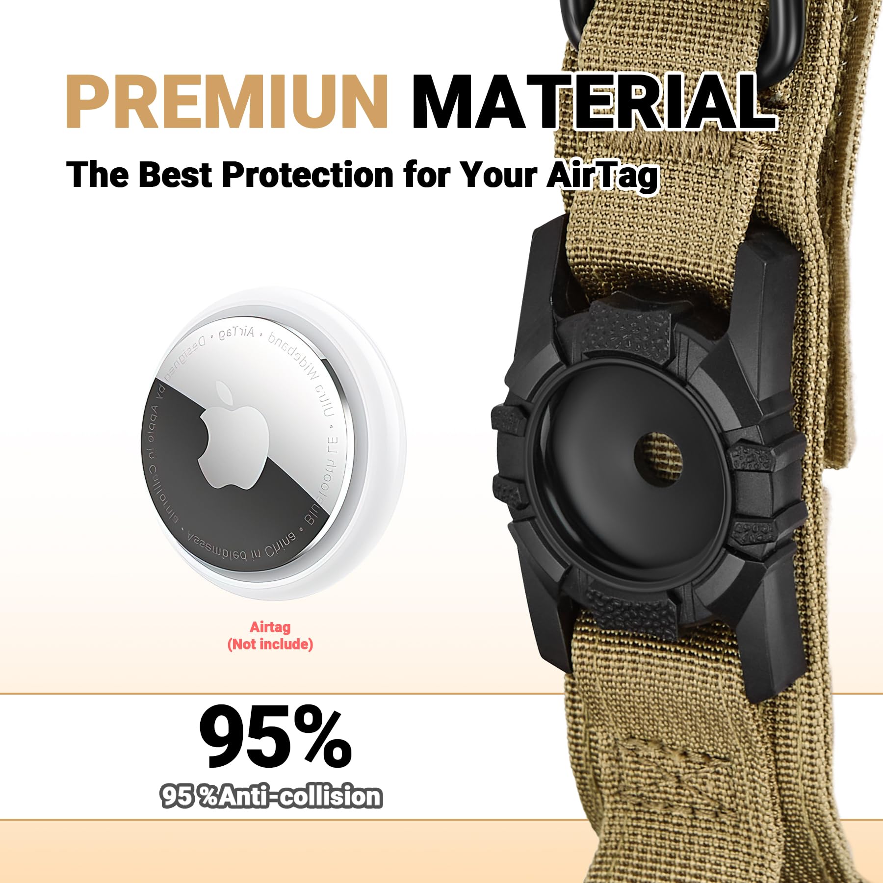 Tactical Airtag Dog Collar - Heavy Duty, Adjustable Gps Collar Compatible With Apple Airtag, With Holder & Control Handle For Me