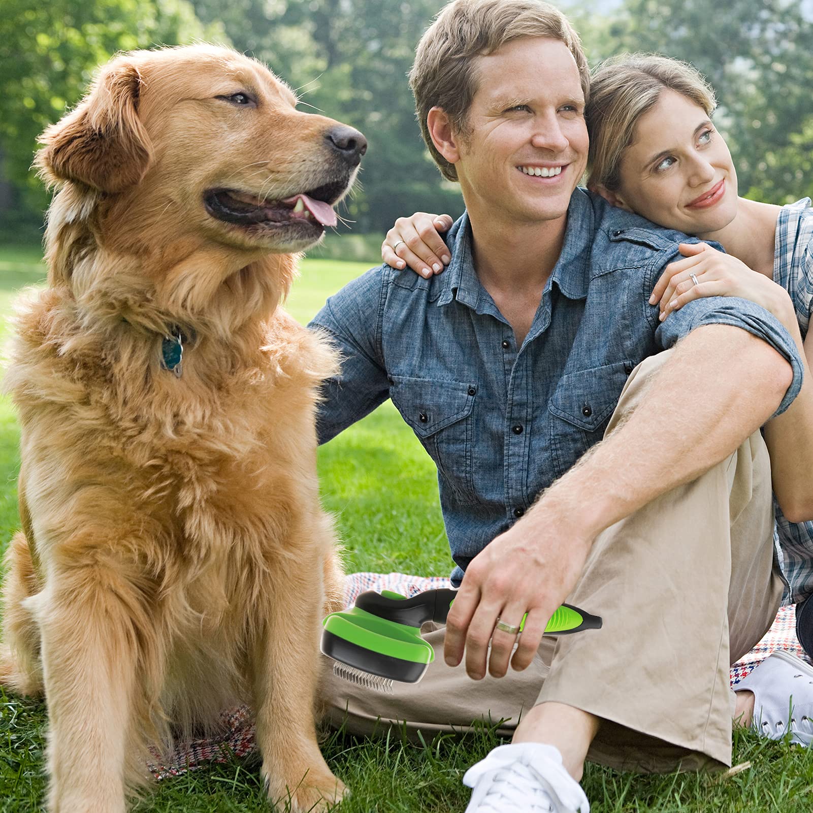 Smartlife Pet Grooming Brush Self Cleaning Slicker Brushes For Dogs And Cats Long & Thick Hair Best Pet Shedding Tool For Grooming Loose Undercoat,Tangled Knots & Matted Fur (Green)