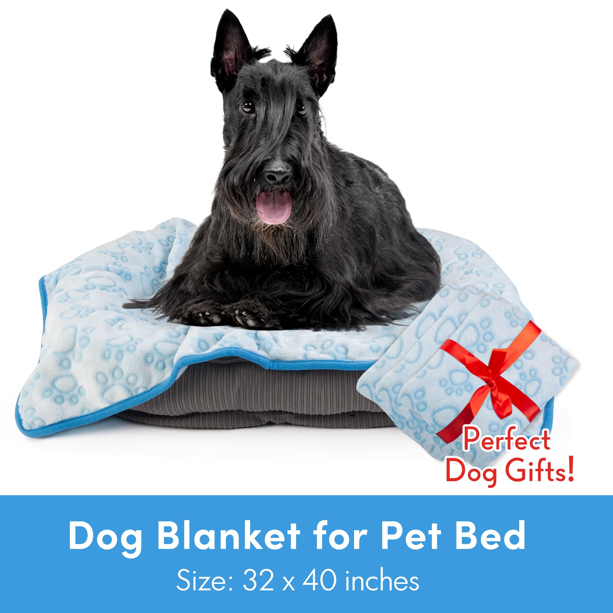 Stuffed 3Pcs Premium Soft Dog Blankets For Medium Dogs, Cat Blanket Calming Washable For Bed Couch Crate Protection Cover, Dog P