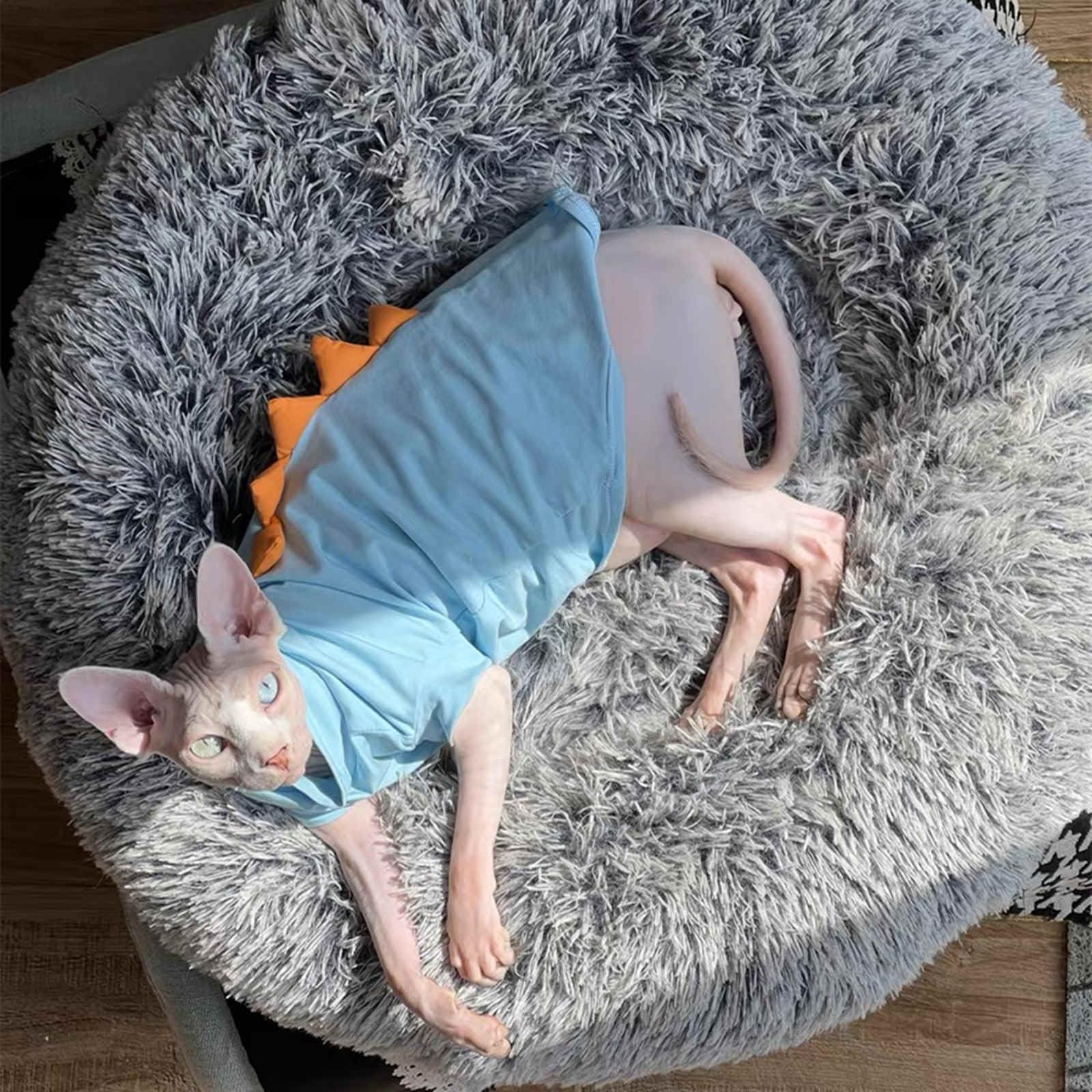 Dinosaur Sphynx Hairless Cat Clothes Cute Summer Cotton Shirts Cat Costume Pet Clothes Kitten T-Shirts Cats Small Dogs Apparel (