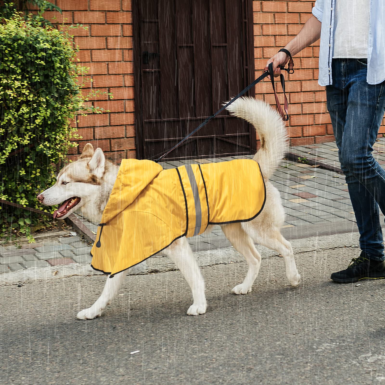 Dog Rain Coats With Hood - Waterproof Lightweight Pet Slicker Raincoat Poncho, Safety Dog Raincoats Jacket With Reflective Strip