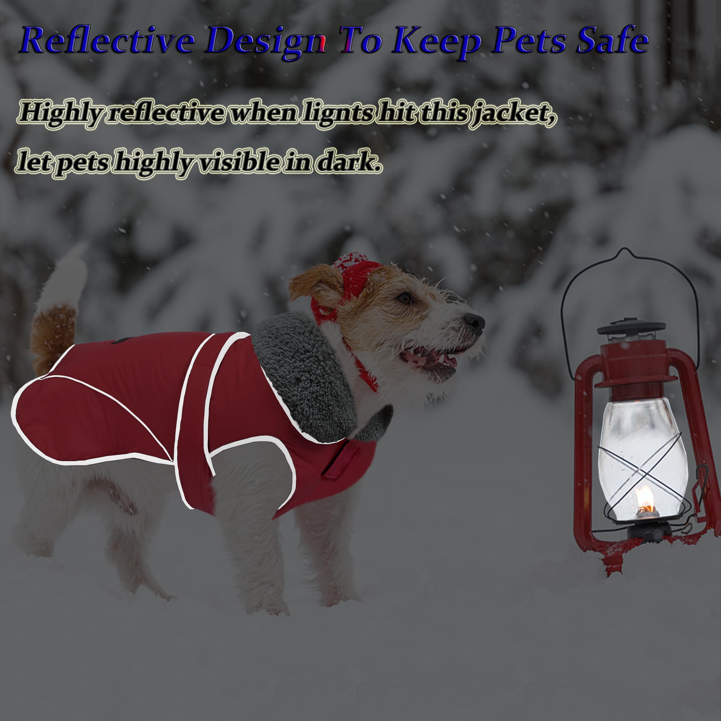 Dogcheer Dog Coat, Christmas Dog Jacket Waterproof Dog Winter Coat for Cold Weather, Reflective Dog Winter Jacket Warm Turtlenec