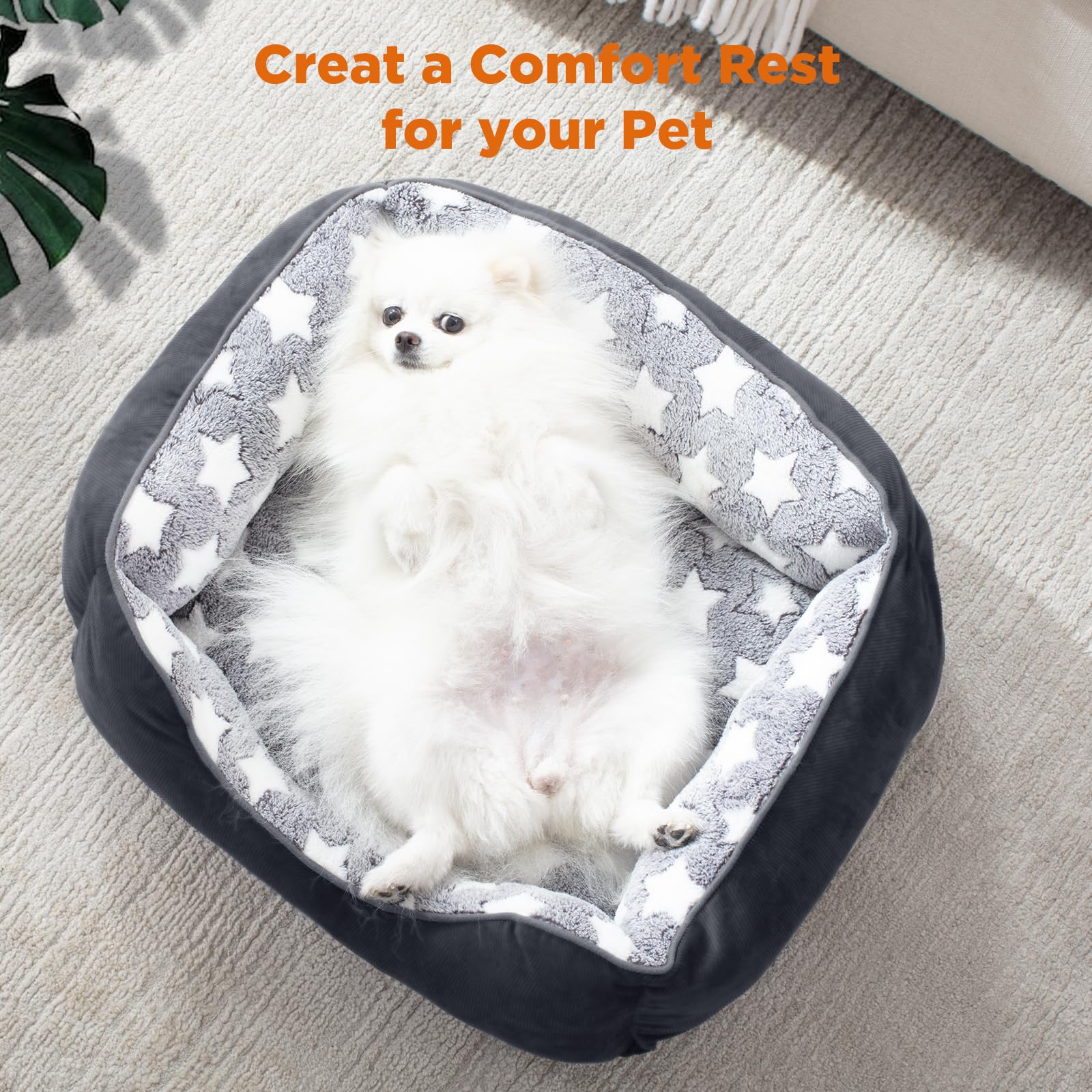 GASUR Rectangle Dog Bed for Large Dogs, Cozy Washable Bed Orthopedic Dog Sofa Bed, Pet Cuddler Anti-Slip Bottom, Soft Calming Sl