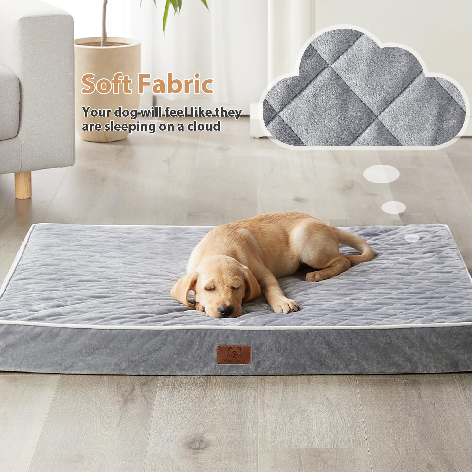 Wnpethome Orthopedic Dog Beds, Extra Large Waterproof With Removable Washable Cover & Anti-Slip Bottom, Egg Crate Foam Pet Bed M