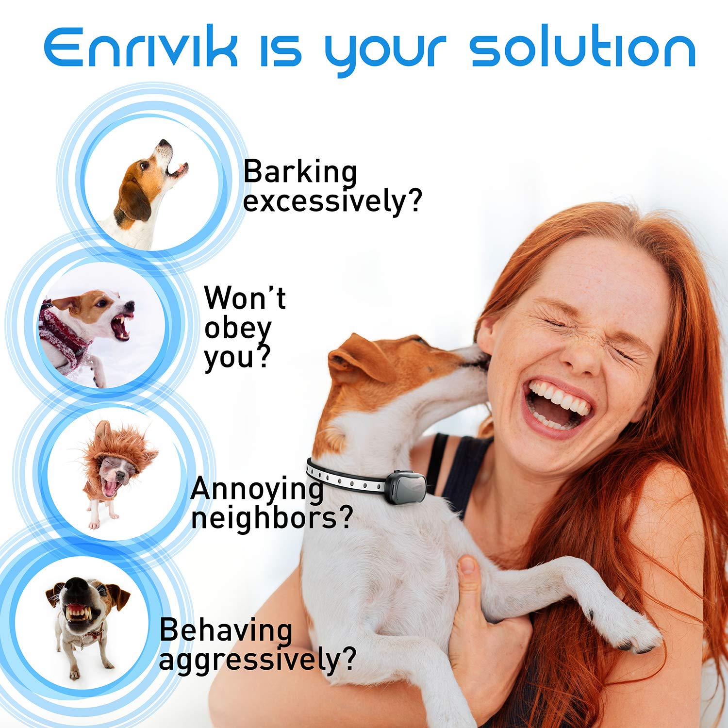 Enrivik Extra Small Dog Shock Collar - Waterproof, 1000 Ft Range, Model EN-912, Grey, for Dogs 5-15lbs