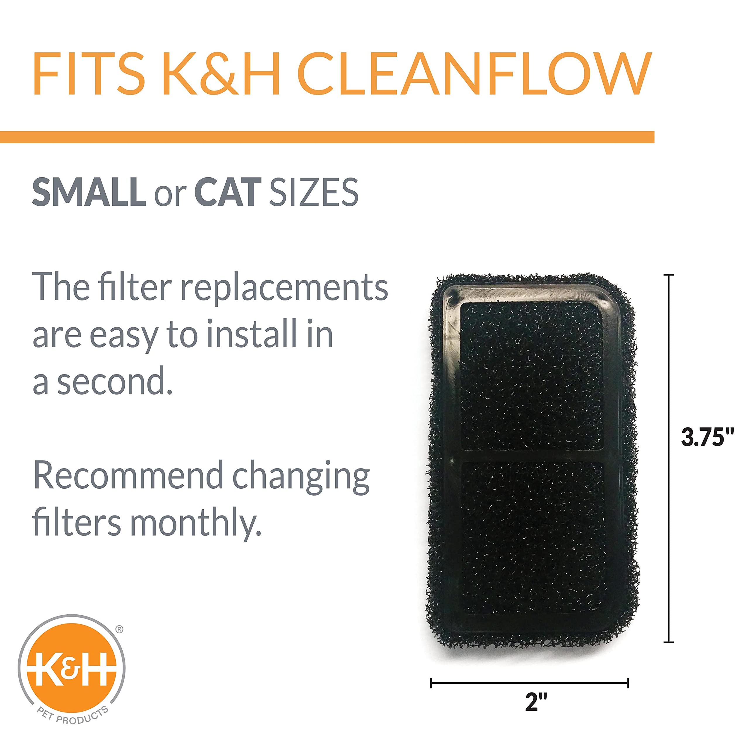 K&H Pet Products Cleanflow Filtered Pet Water Bowl Replacement Filter Black Small 3 Count (Pack Of 1)