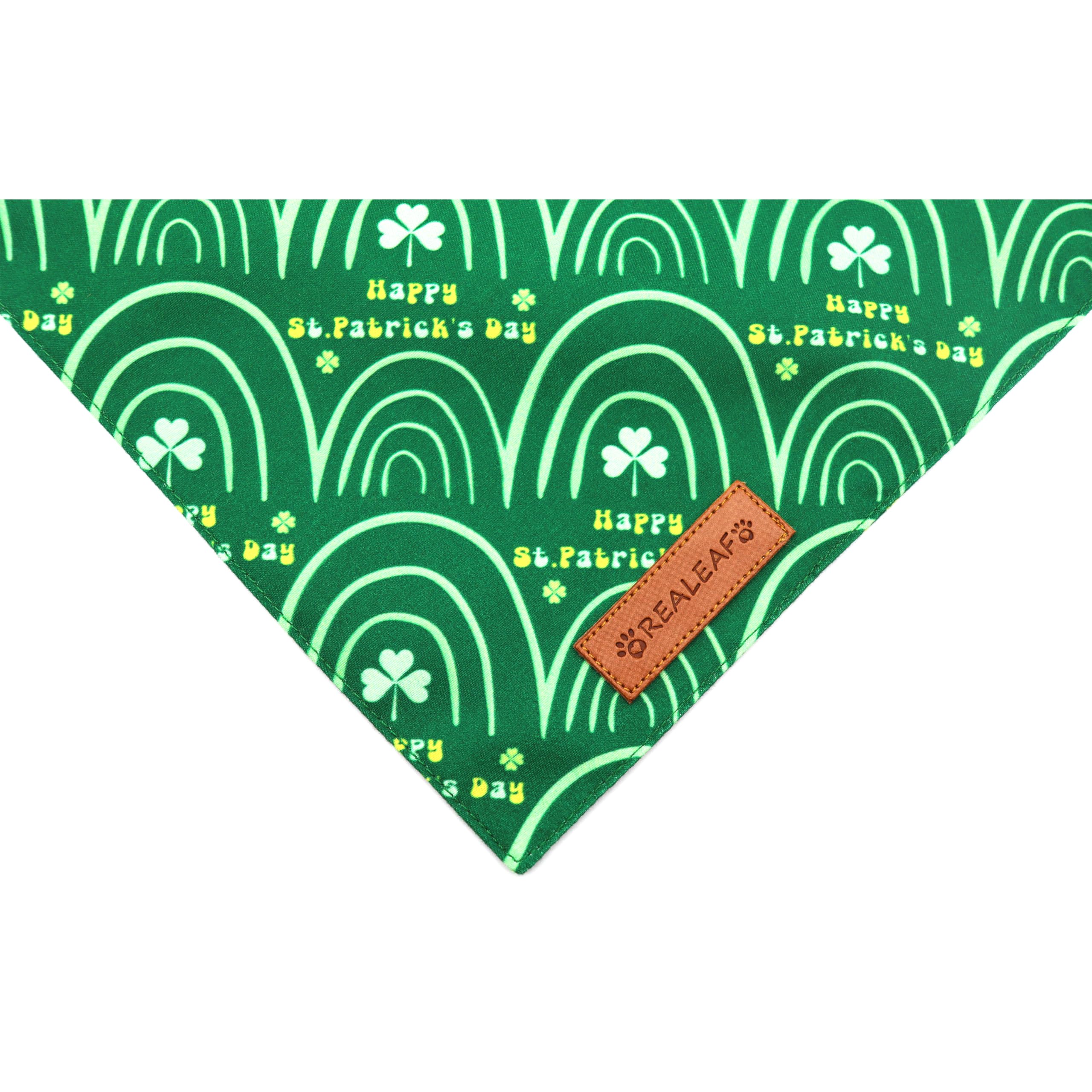 Realeaf St. Patrick'S Day Dog Bandanas 2 Pack, Reversible Green Dog Scarf For Boy And Girl, Premium Durable Fabric, Holiday Band