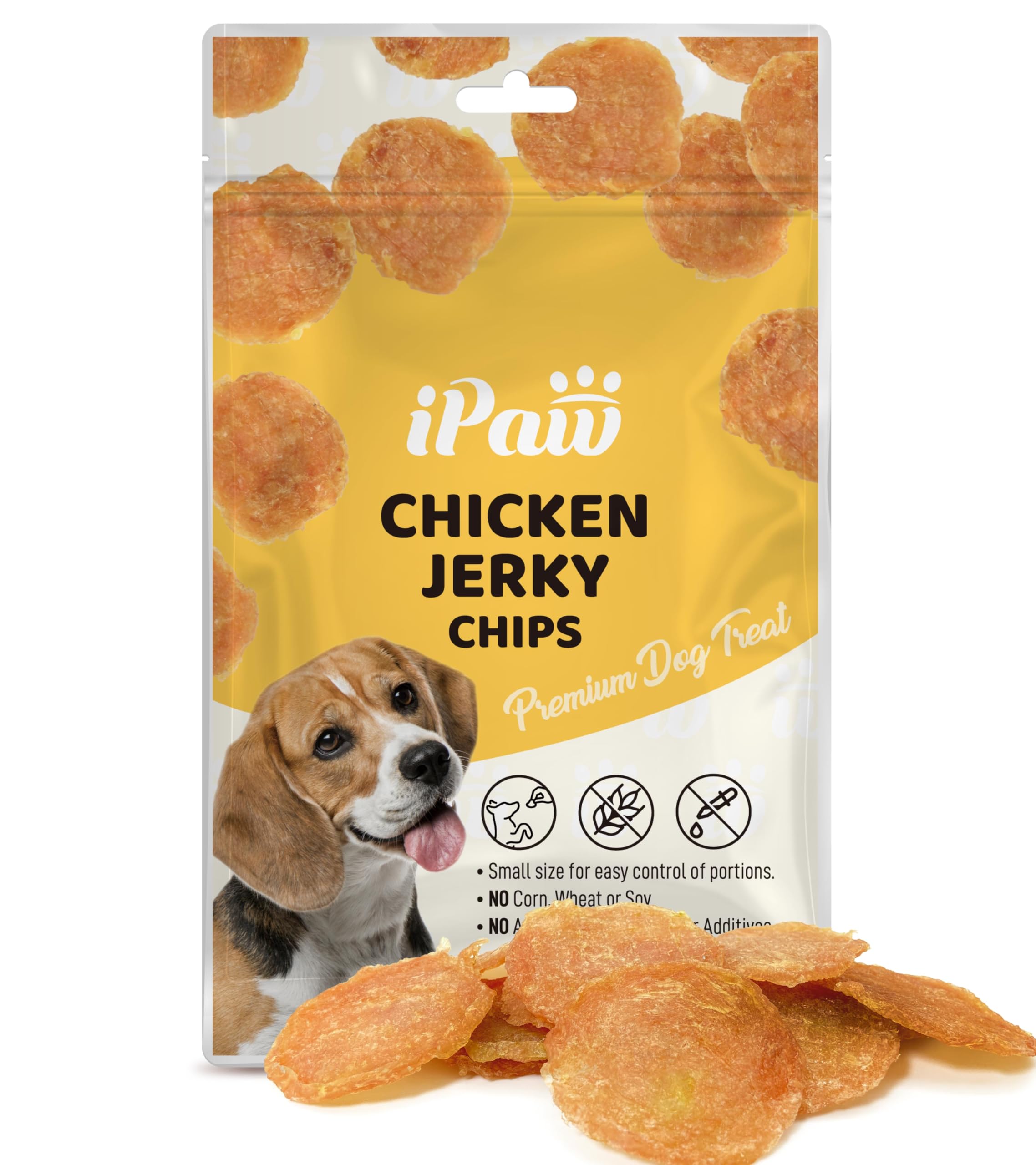 iPaw Chicken Chips Dog Treats for Puppy Training, All Natural Human Grade Dog Treat, Hypoallergenic, Easy to Digest (Chicken Chi