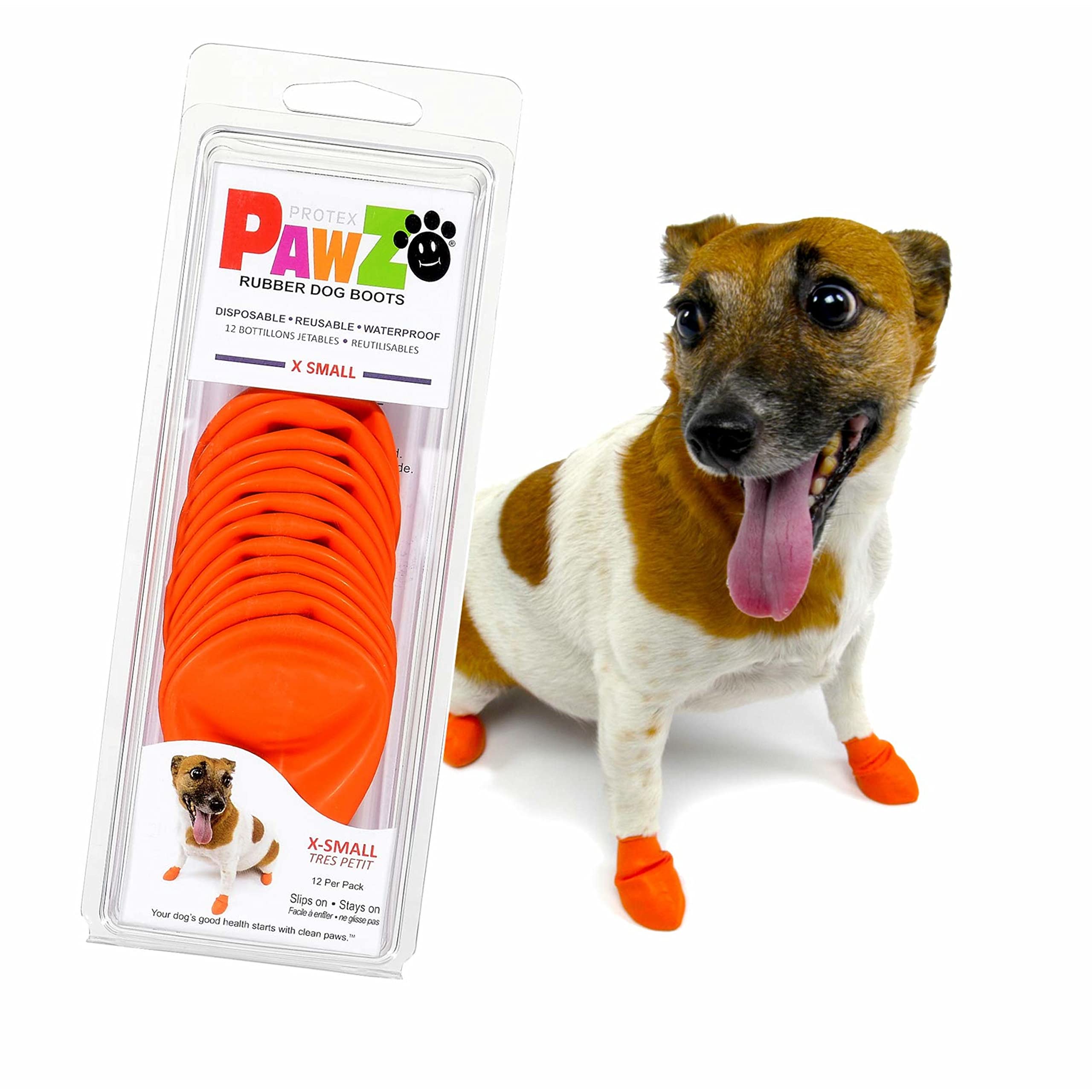 Pawz Rubber Dog Boots For Paws To 2'' - All-Weather Dog Booties For Hot Pavement, Sand, Snow, Mud, And Rain - Anti Slip Dog Sock