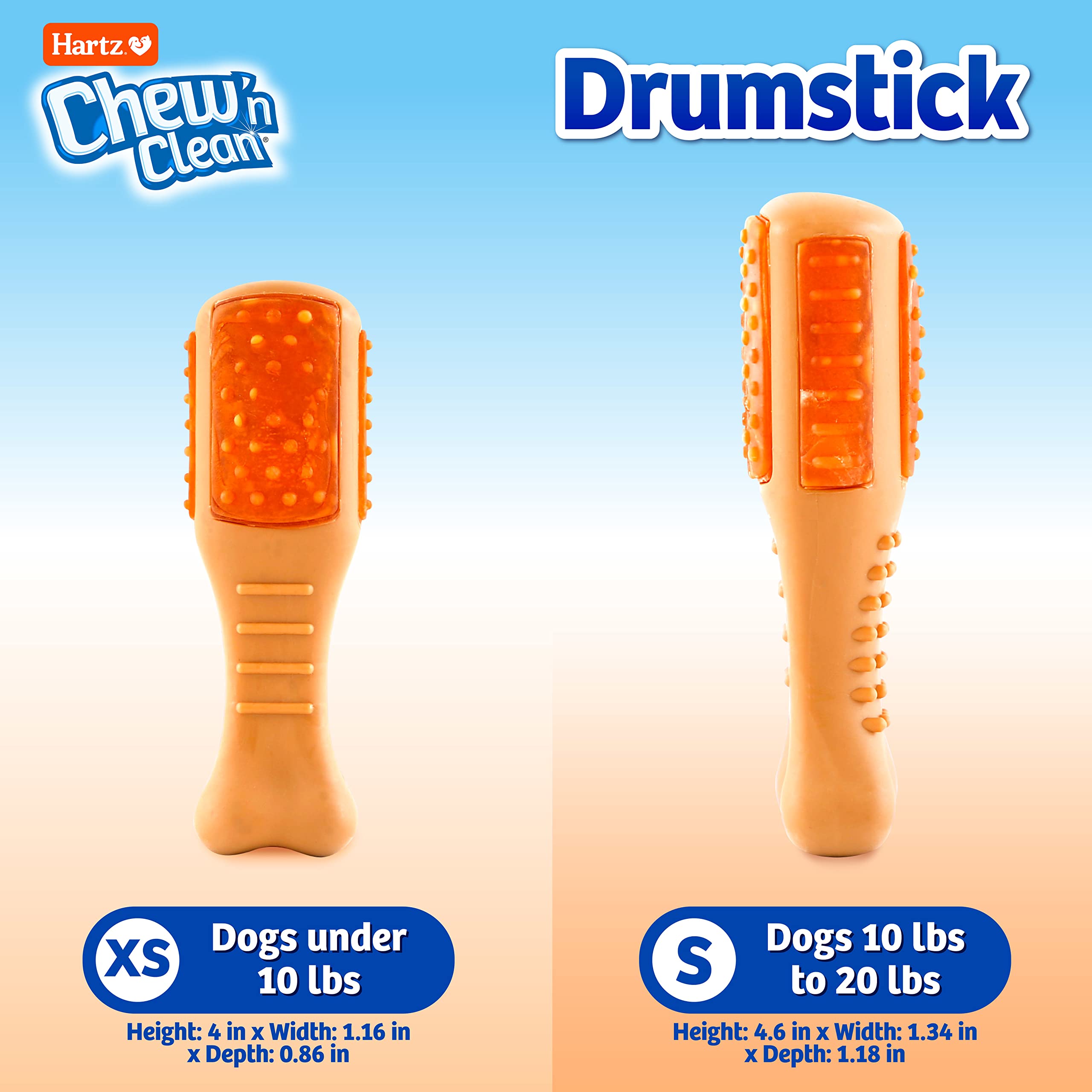 Hartz Chew n Clean Chew Toy and Treat in One Chicken Flavored Drumstick Dog Toy, Small