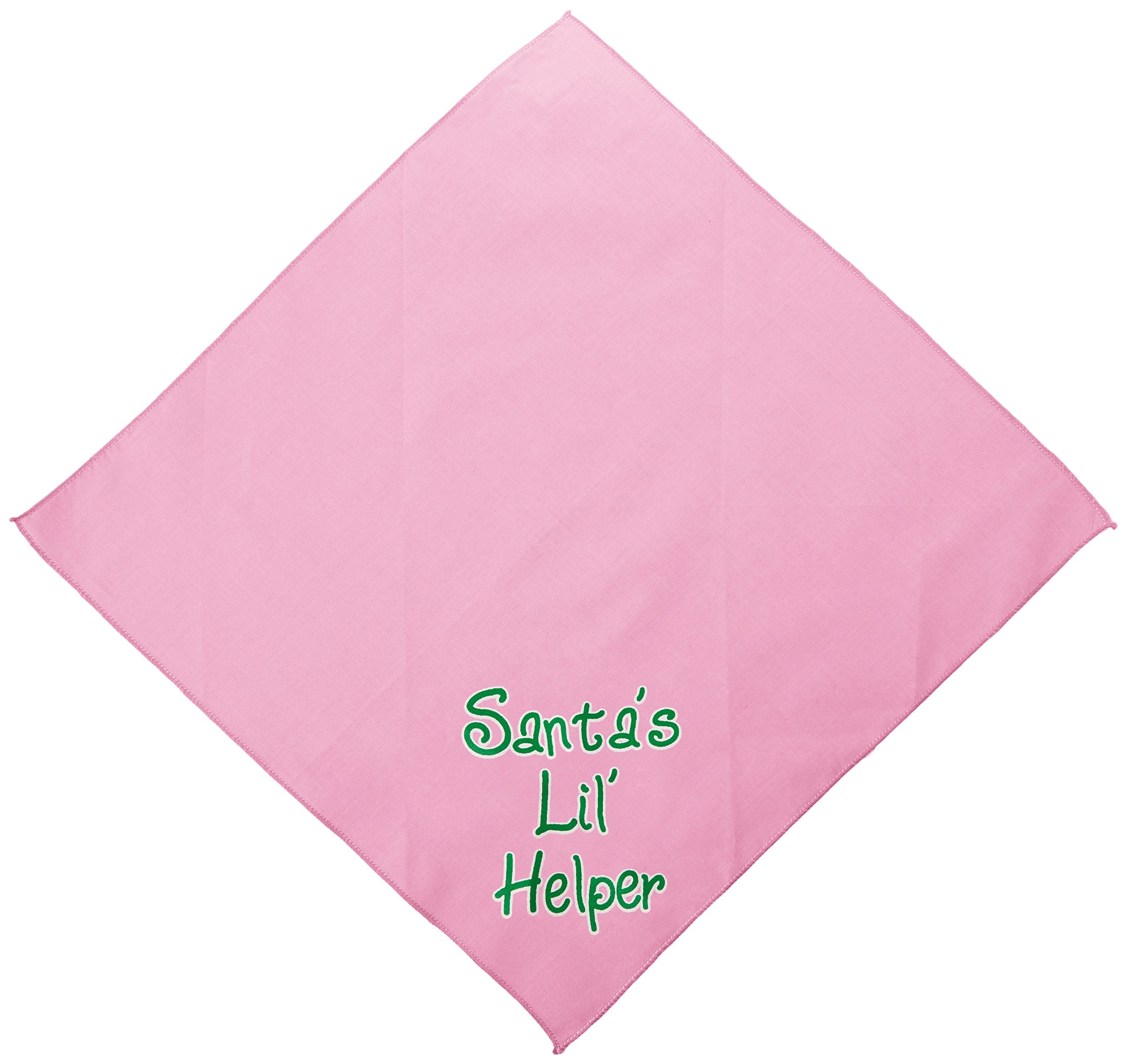 Christmas Pet and Dog Bandana Screen Printed, &quot;Santa's Lil Helper&quot; Light Pink Small