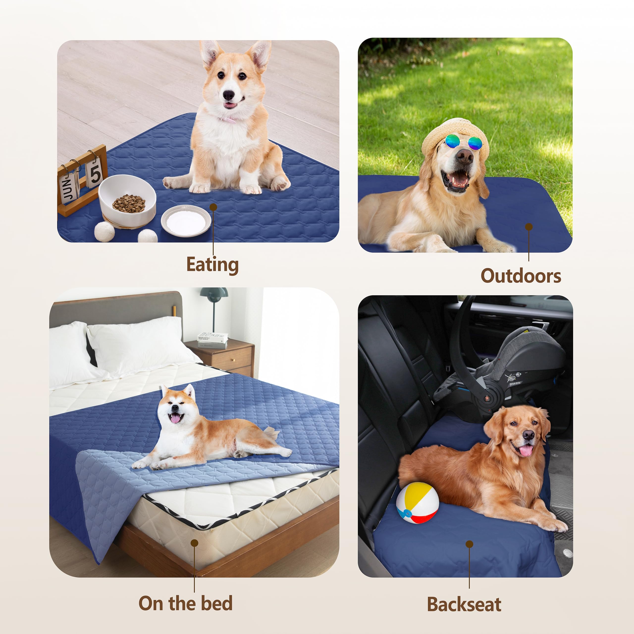 Gogobunny 100% Double Sided Waterproof Dog Blanket Soft Pet Bed Cover Reversible Protect Furniture Couch Sofa Car For Puppy Large Dog Cat (Dark Navy/Light Navy, 30X70 Inch (Pack Of 1))