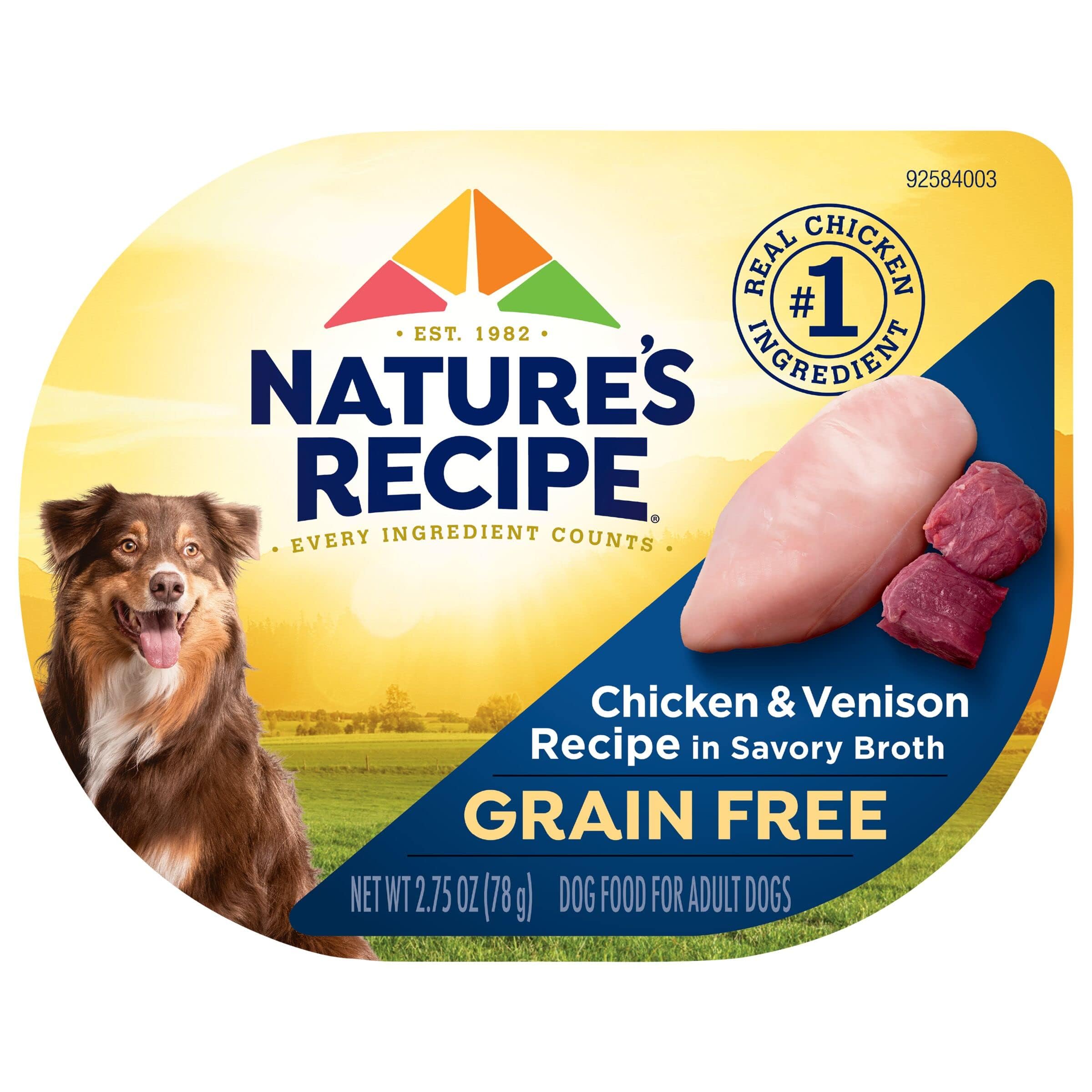Natures Recipe Grain Free Wet Dog Food, Chicken & Venison Recipe, 2.75 Ounce Cup (Pack of 12)