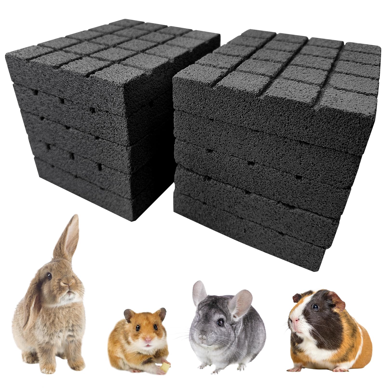Hamiledyi 10Pcs Rabbit Scratching Pads Bunny Lava Grinding Claw Pads Small Animal Foot Pads Hamster Scratch Board Chew Toys For 