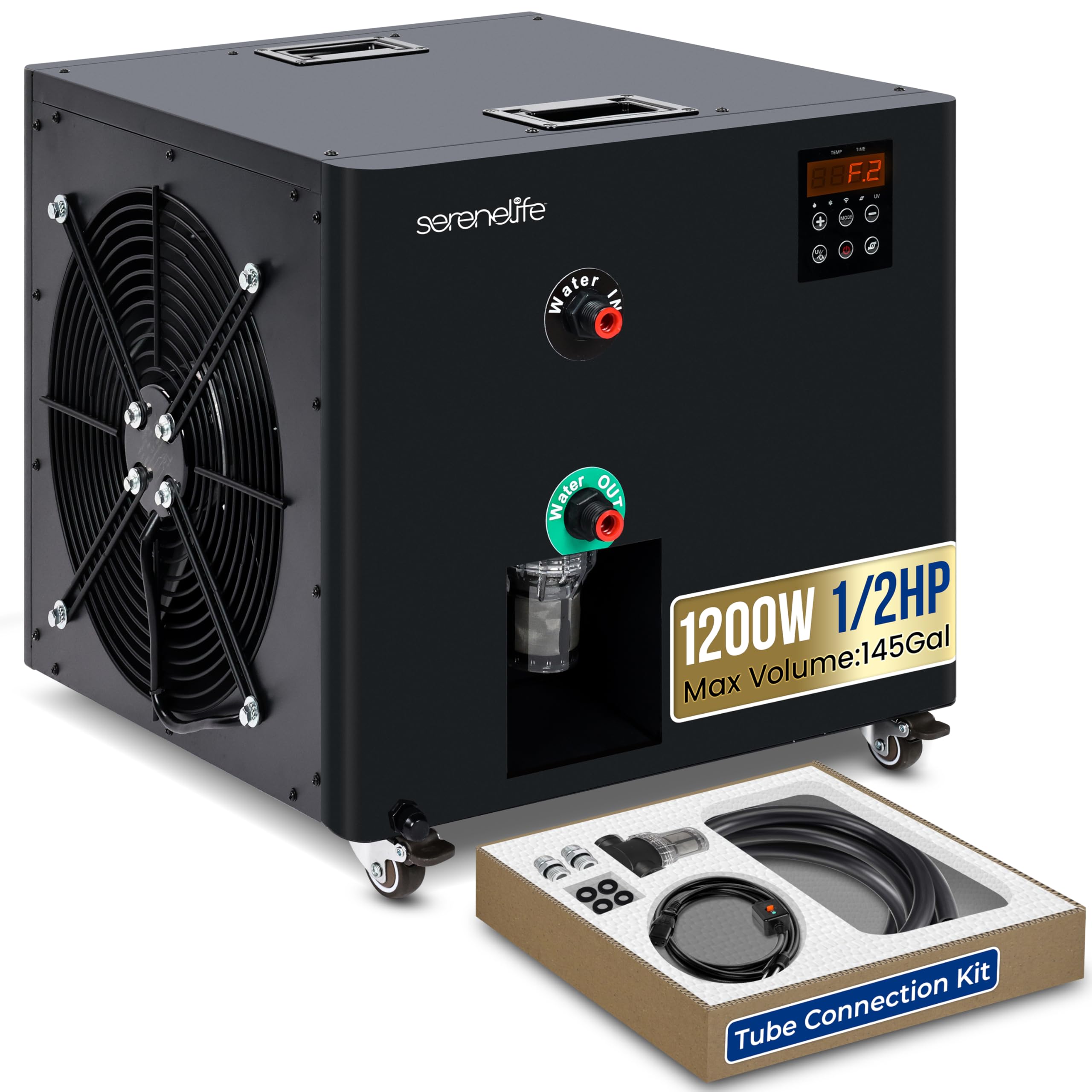 SereneLife 79-Gallon Cold Plunge Chiller - 1/3 HP Ultra-Quiet Aquarium, Hydroponics & Fish Tank Cooling System with Titanium Coi