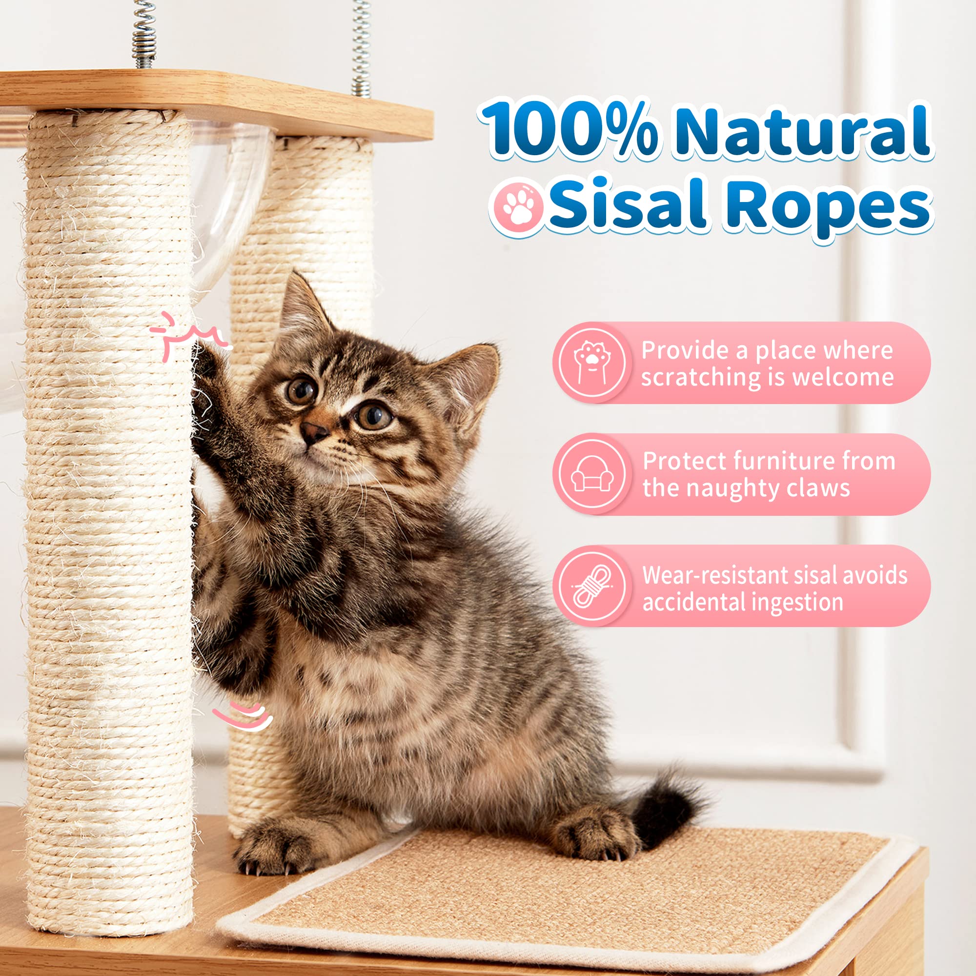 Made4Pets Cat Tree for Indoor Cats, Modern Cat Tower Tall for Large Cats Kitten, Wood Kitty Condo Climbing Furniture Heavy Duty,