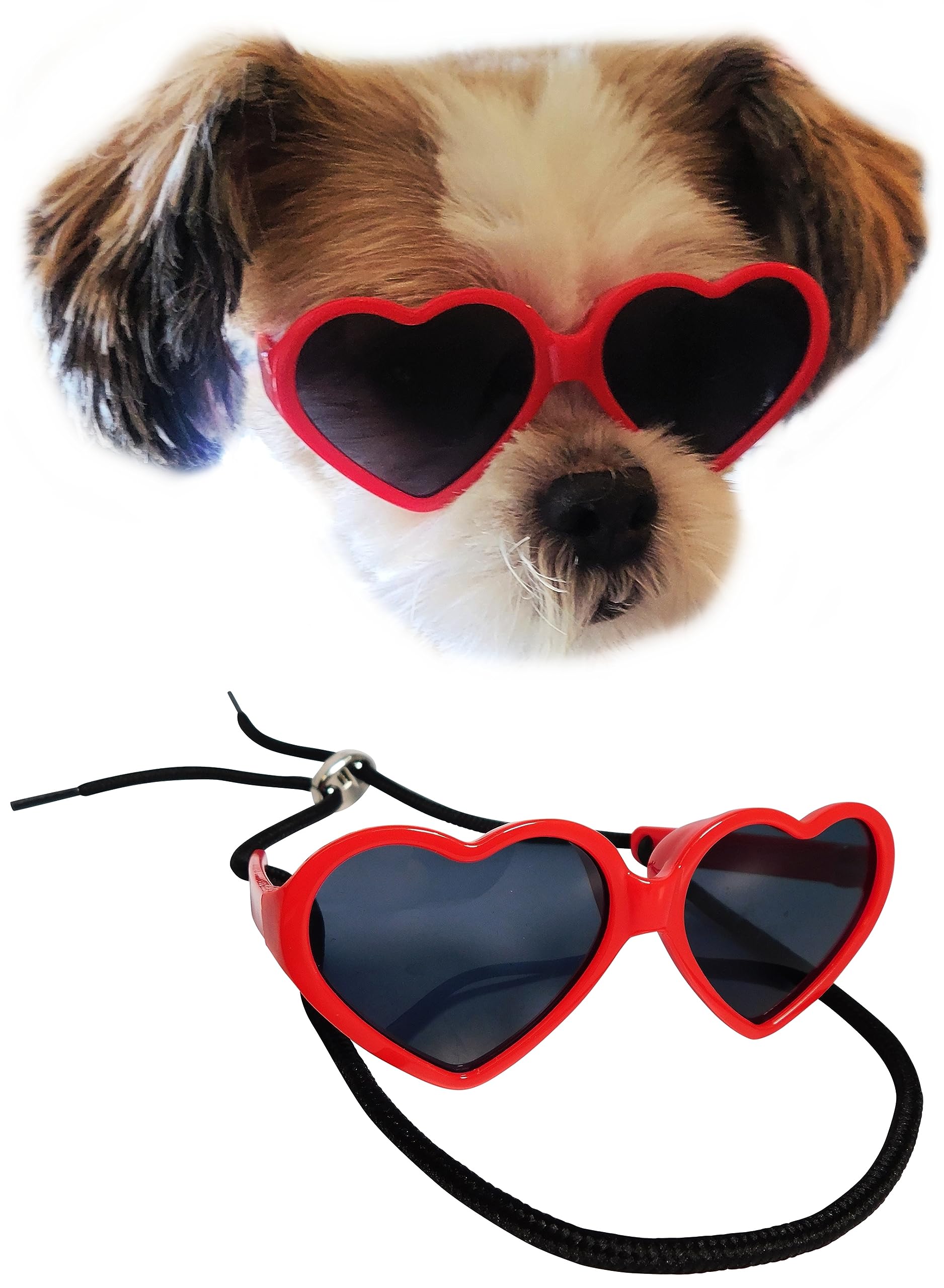 G016 Dog Small Breed Up To 15Lbs Puppy Cat Pet Heart Tiny Sunglasses (Heart Red)