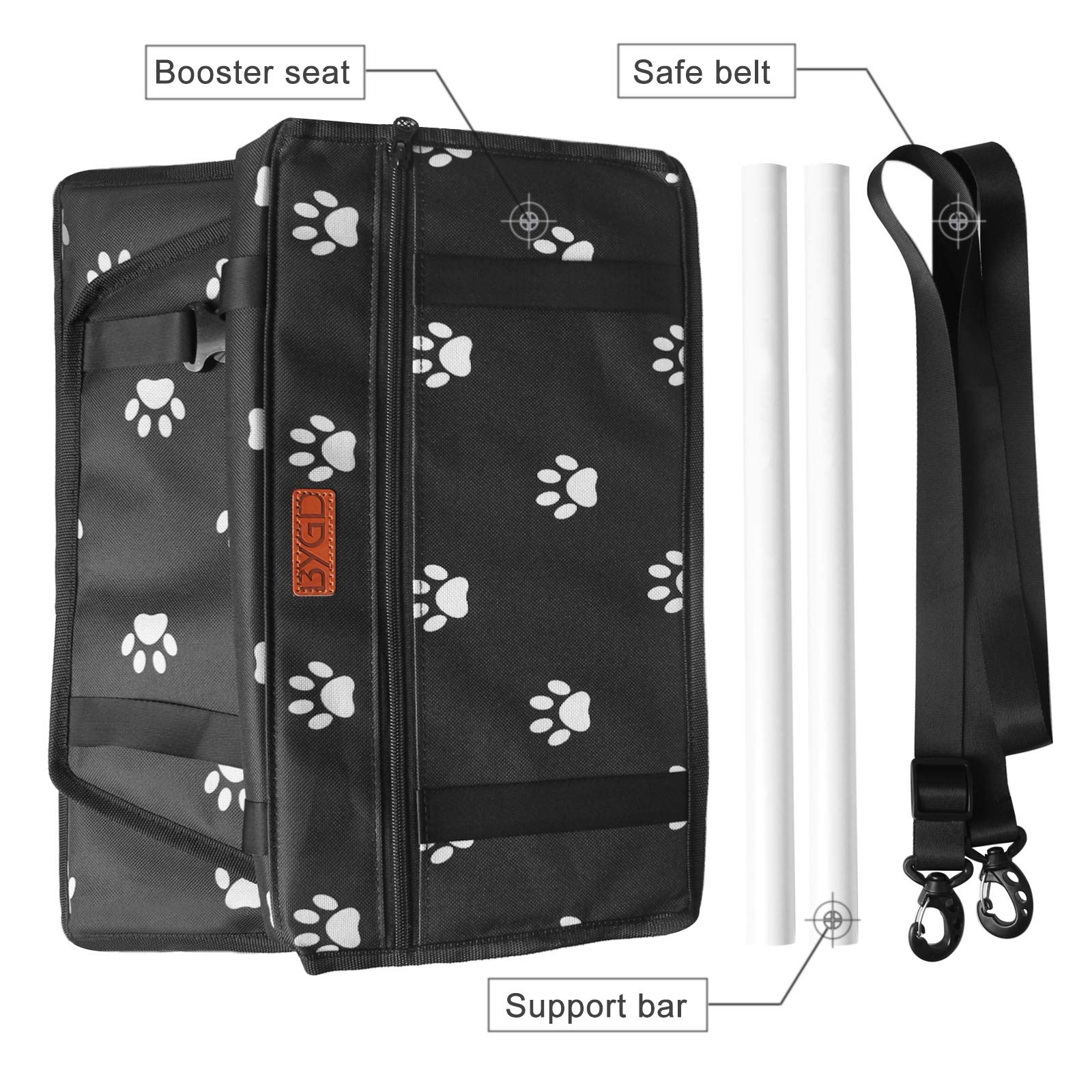 Bygd Pet Dog Booster Seat, With Upgrade Support Rod, Breathable And Foldable Pet Car Basket, Pet Dog Car Portable Seat, Suitable For Small And Medium Pets