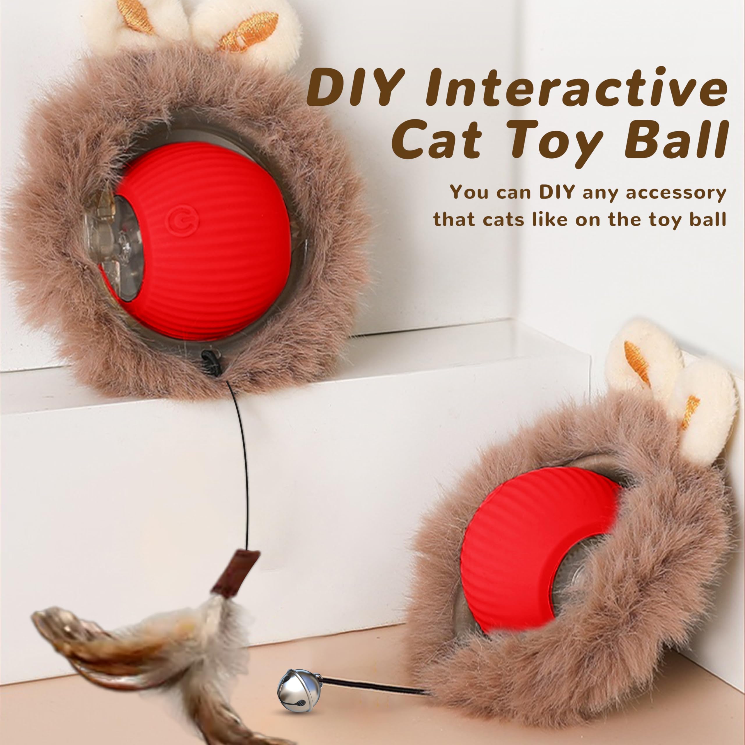 Zalbyuy Interactive Cat Toys Ball For Indoor Cats, Speedy Tail 2.0 Cat Toy For Bored Indoor Adult Kitten, Silicone Automatic Fas