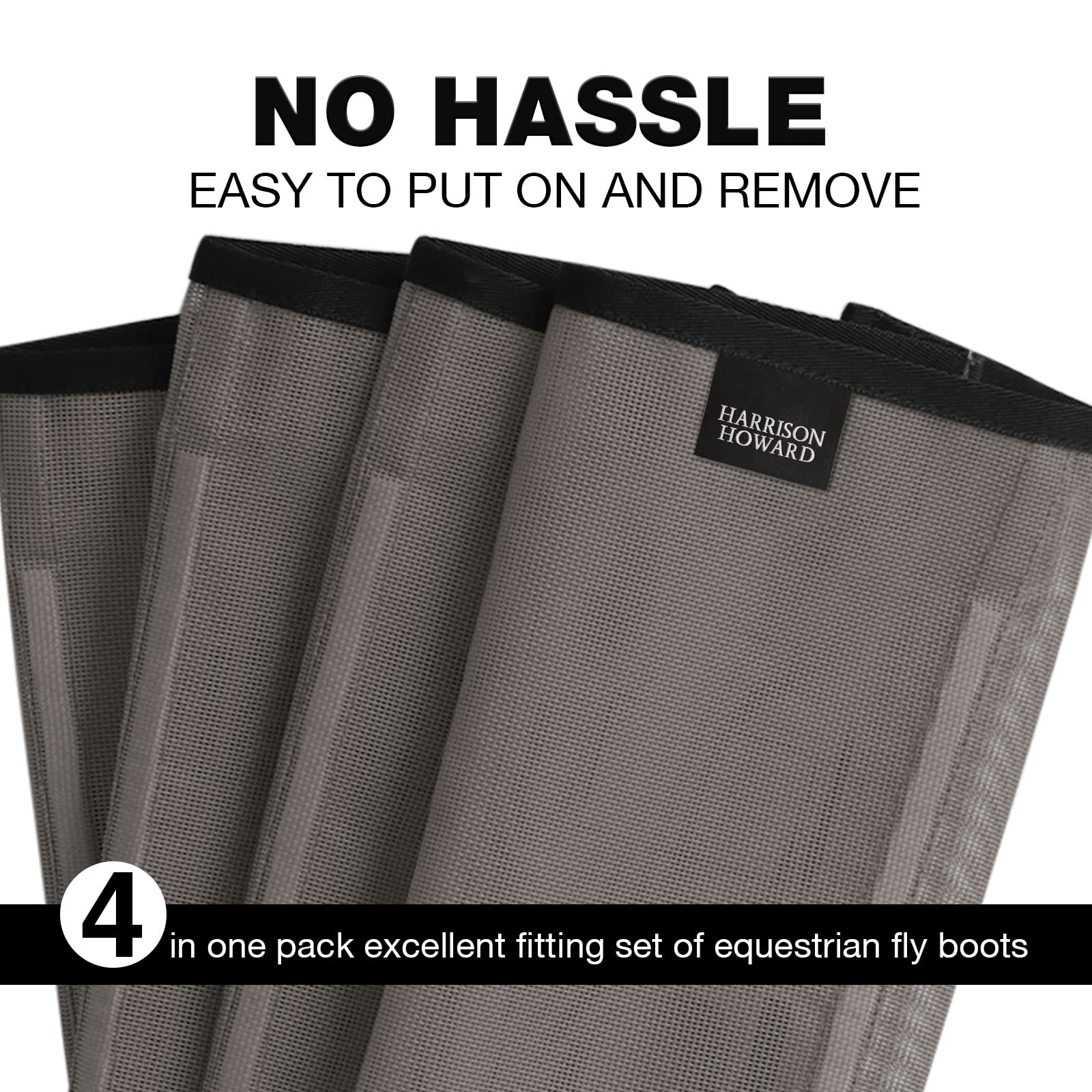 Harrison Howard Loose Fitting Fly Boots Uv-Protective Extra Tough Mesh Ventilated Four Fasteners Stay-On Design Protect Horse Le