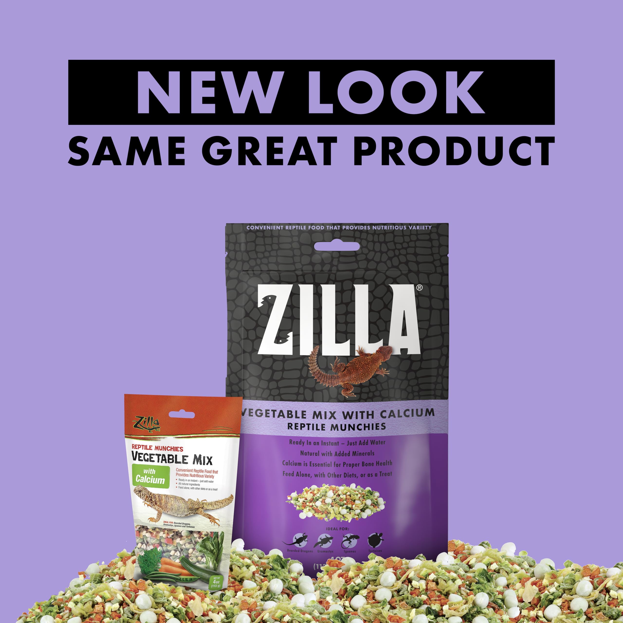 Zilla Reptile Food Munchies Vegetable Mix With Calcium, 4-Ounce