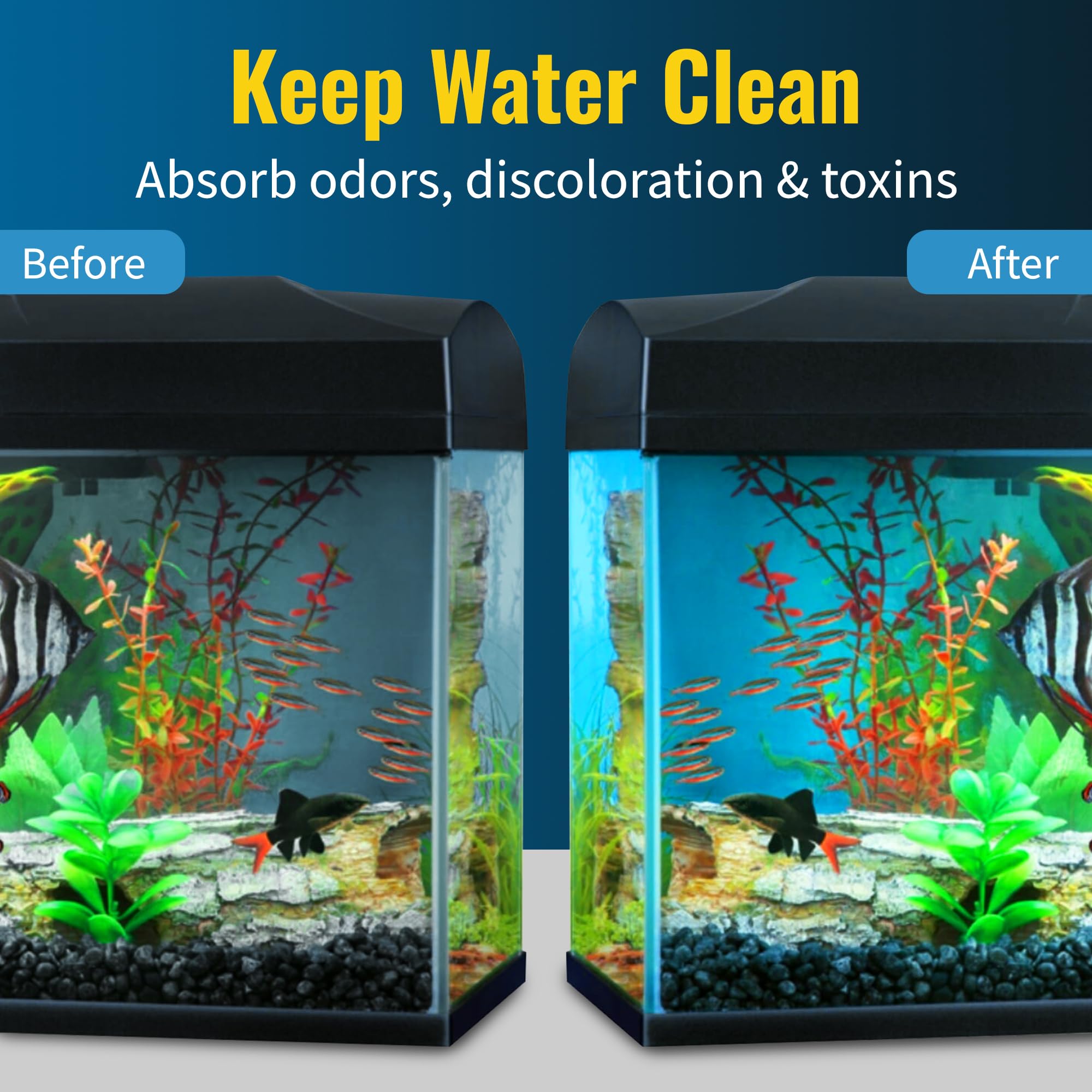 Aquarium Carbon Pad - Cut To Fit Carbon Infused Filter Pad Media For Clean & Clear Fish Tank And Ponds (Carbon Filter, 10.5'' X