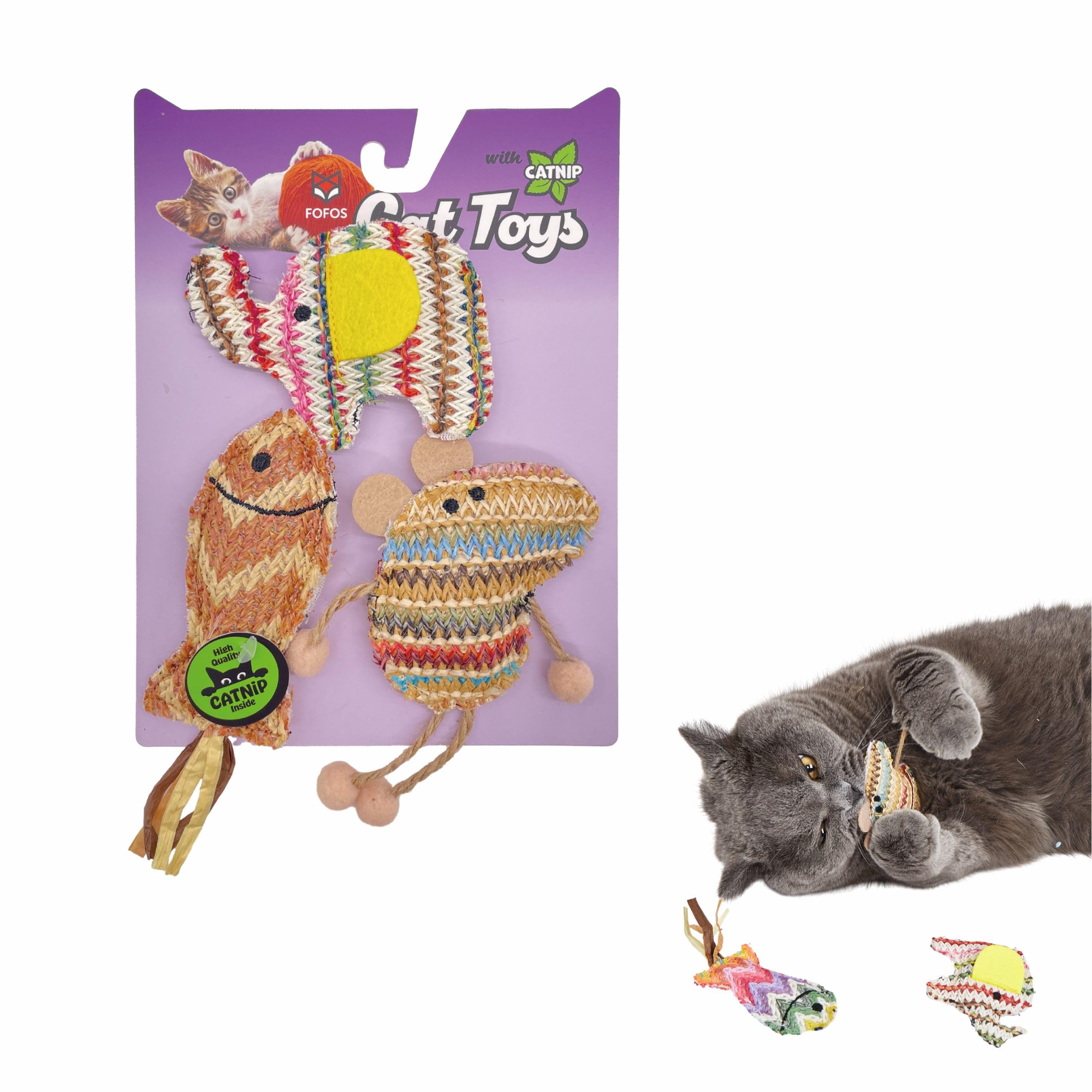 Barkbutler X Fofos Interactive Chic Catnip Toy For Cat 3Pk  Interactive Cat Toys Set  Brown