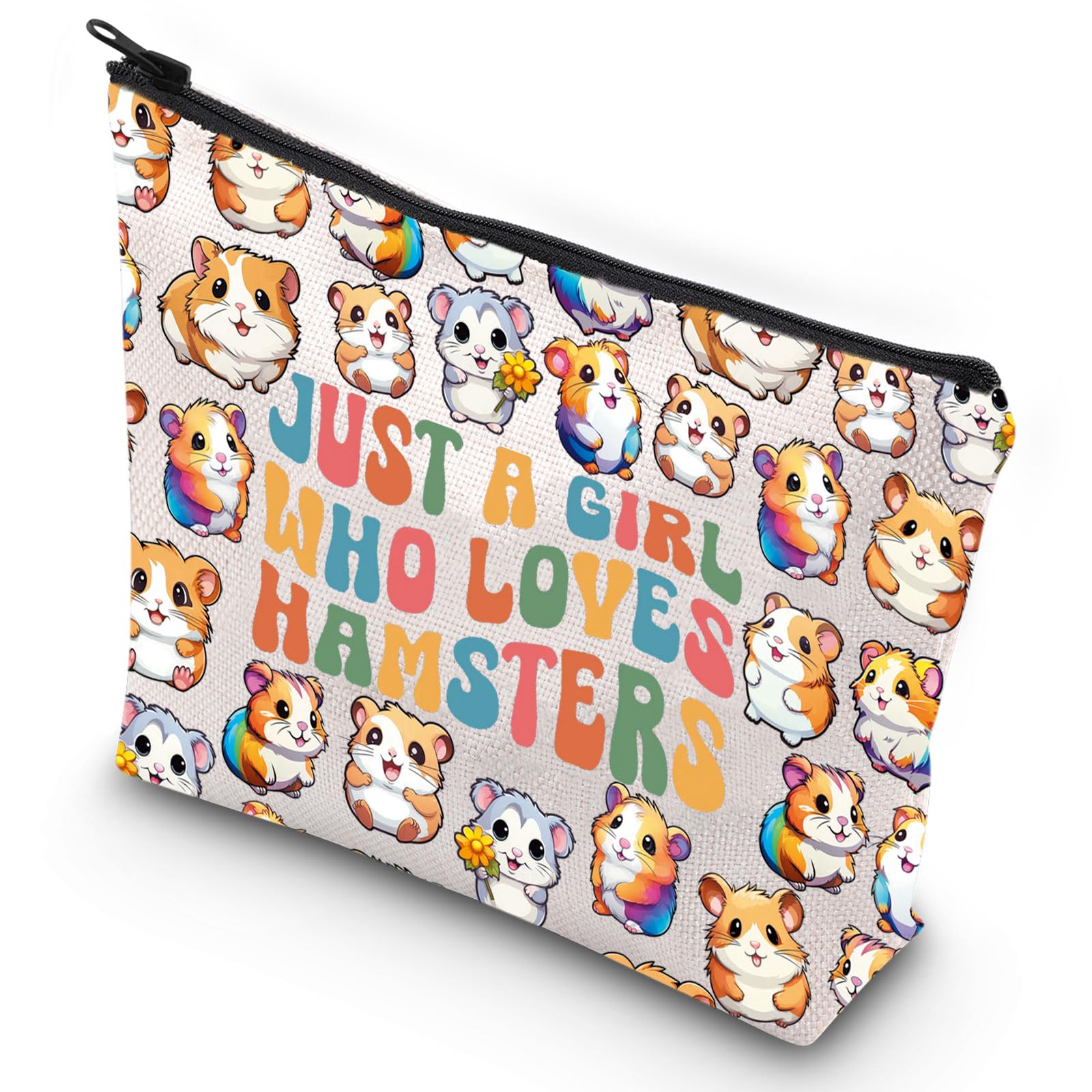 G2Tup Hamster Cosmetic Bag Hamster Lover Gift Just A Girl Who Loves Hamsters Zipper Bag For Animal Lover(Hamsters New)