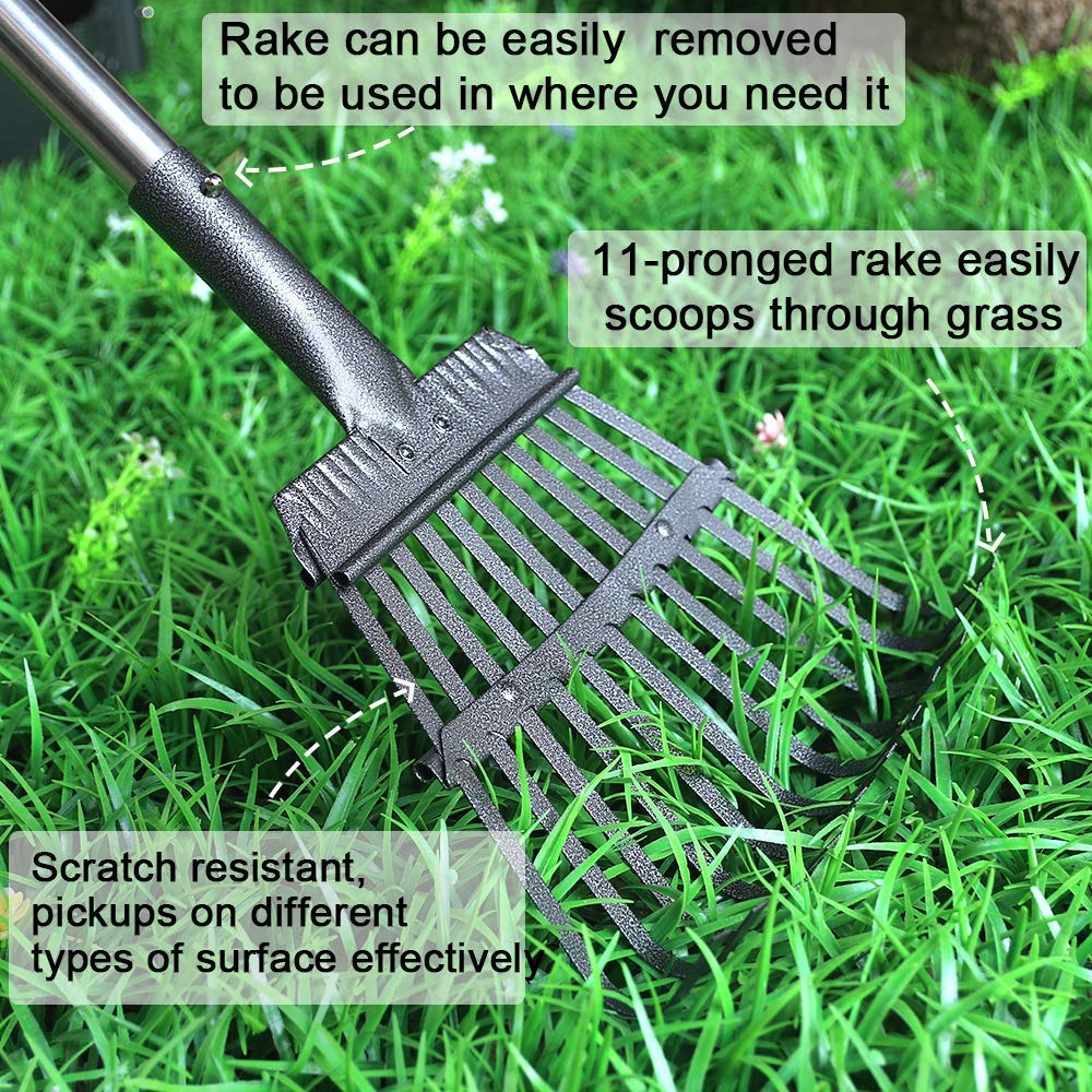 Tneltueb Extra Large Pooper Scooper, Pet Poop Tray And Rake With Adjustable Long Handle, Pet Waste Removal Heavy Duty Dog Pooper