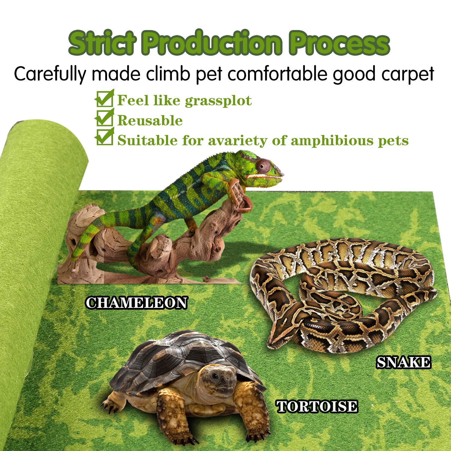 Mclanzoo Reptile Carpet, 30 * 12In Pet Terrarium Liner,Reptiles Cage Mat/Substrate For Snakes, Chameleons, Geckos And Kitchen Use(2Sheets) With Tweezers Feeding Tongs