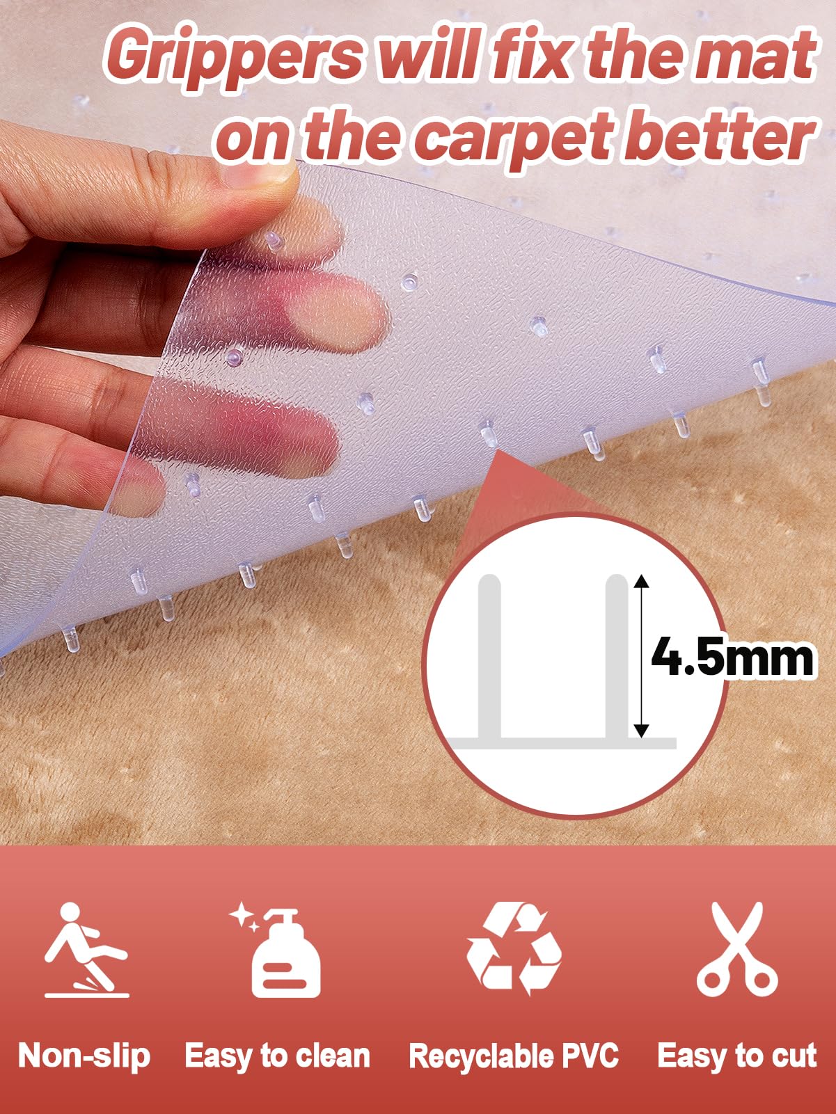 8.2Ft(L) Carpet Protector For Pets - Anti-Slip Cat Carpet Protector, Scratch Resistant Pets Scratch Stopper, Easy To Cut Floor R