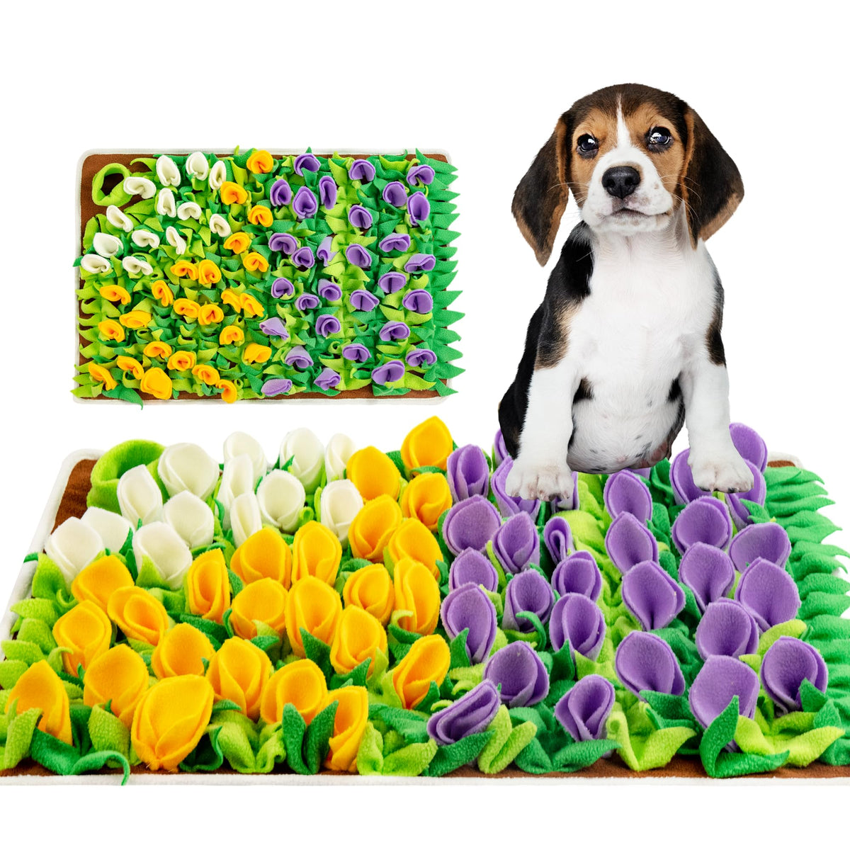 MHTTEC Snuffle Mat for Dogs Tulip Sniffing Mats for Puppy 23.62'' x 15.75'' Nosework Feeding Mat Polar Fleece Interactive Dog Sl