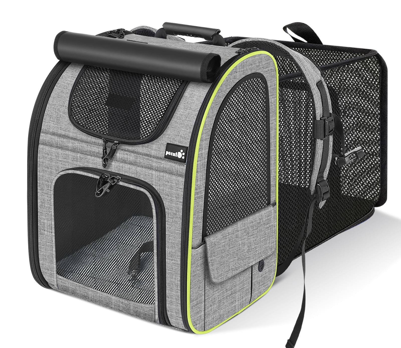Pecute Cat Carrier Backpacks, Expandable Cat Backpack with Shade Cover, Breathable Mesh, Pet Carrier Backpack for Cats Small Dog