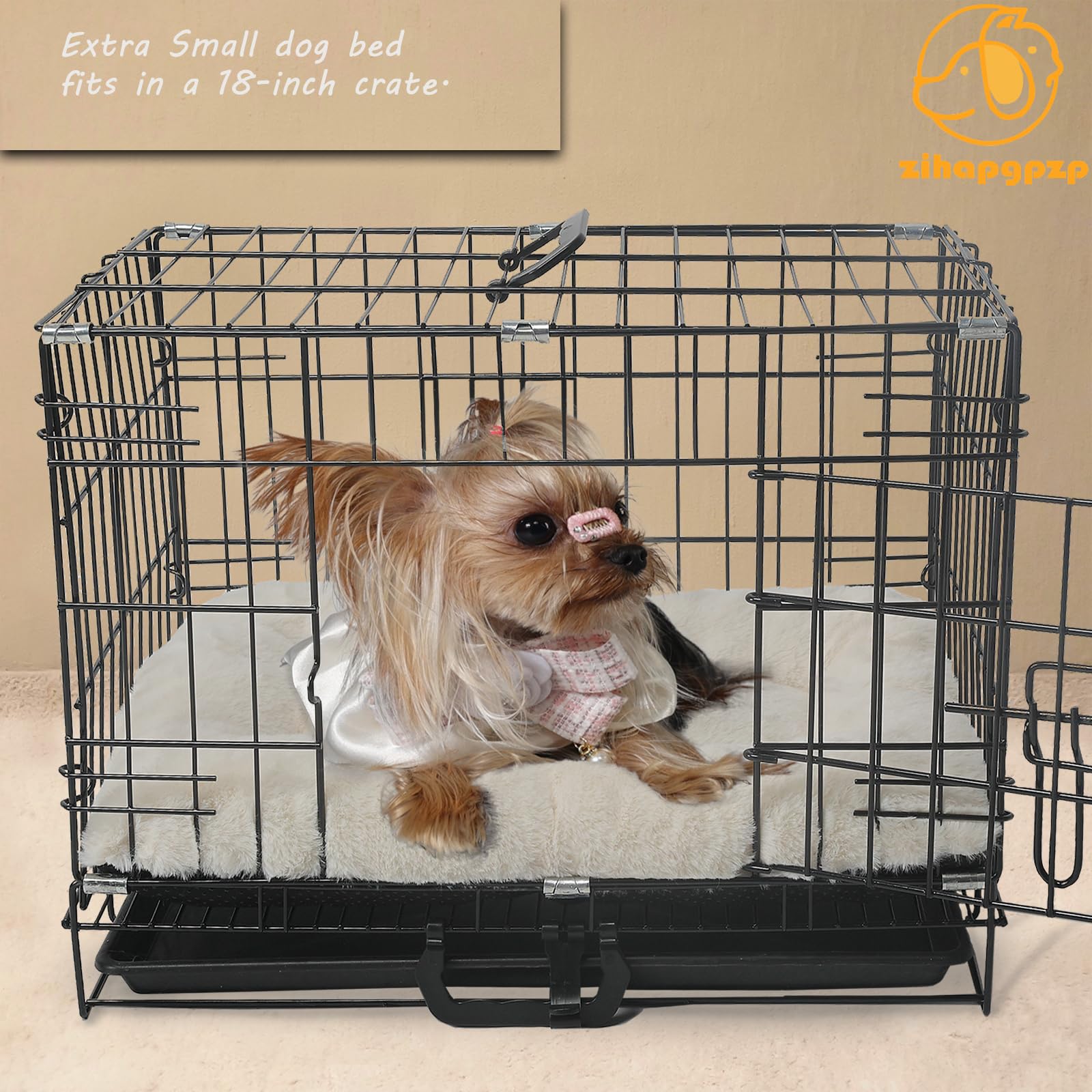 Dog Crate Bed 18 X 12 Washable Dog Beds For Xx-Small Dogs Deluxe Thick Soft Fluffy Comfy Kennel Pad Anti-Slip & Anti-Scratch Pet