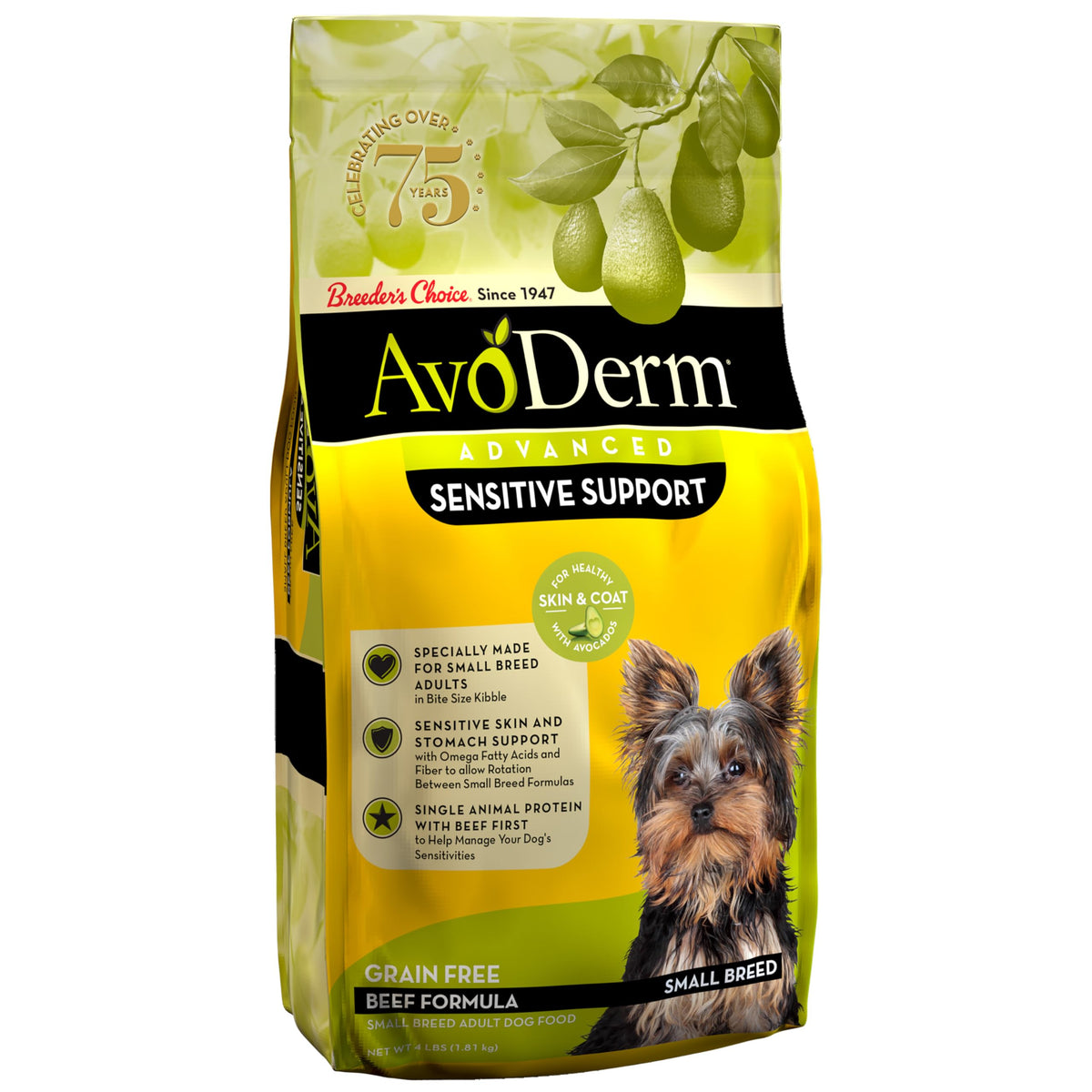 Avoderm Advanced Sensitive Support Grain-Free For Small Breeds, Sensitivities, Beef Formula, 4Lb