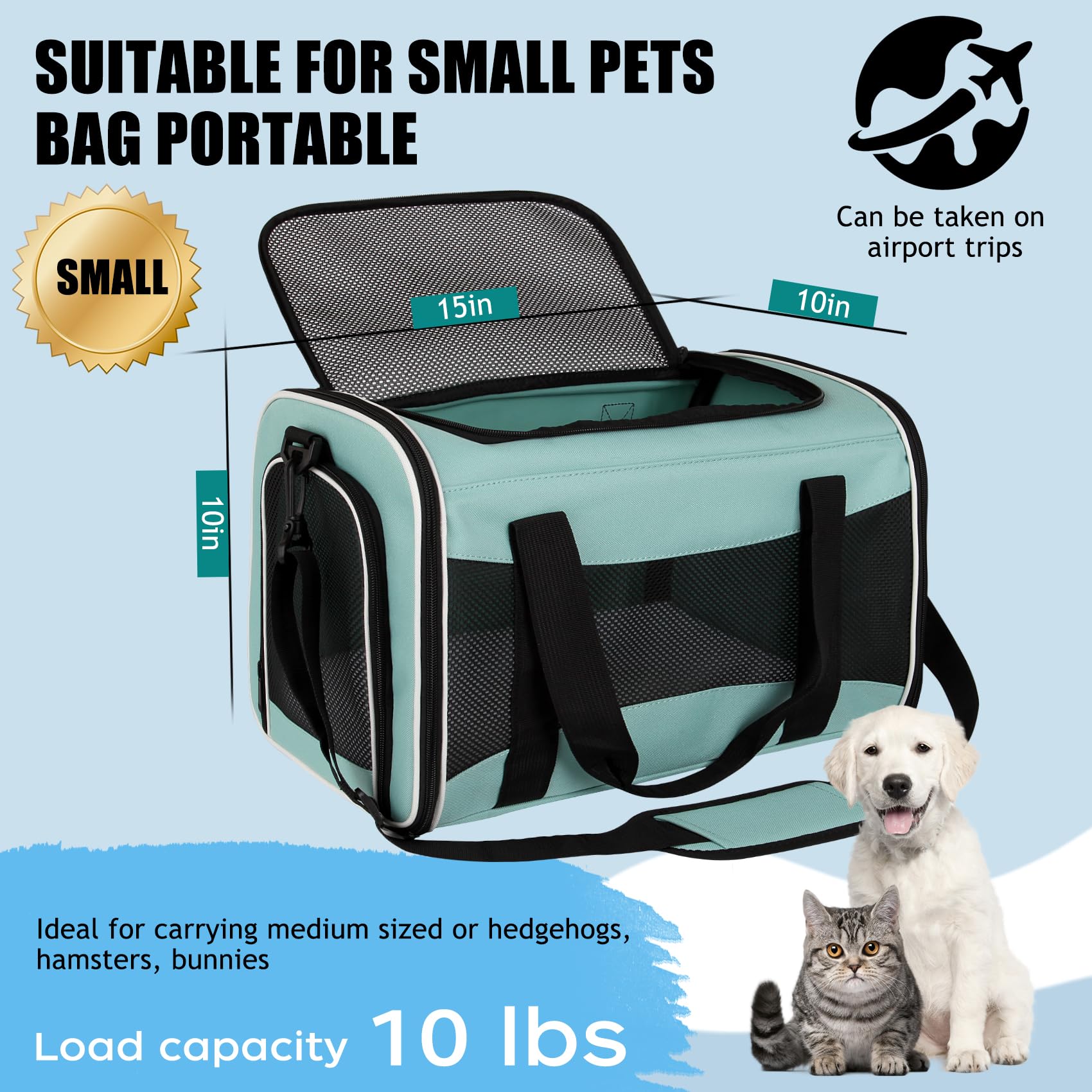 Yipincover, Cat Dog Carriers Soft-Sided, Pet Travel Carrier For Small Cats Dogs Under To15Lbs, Soft-Solid Collapsible Carrier,(M