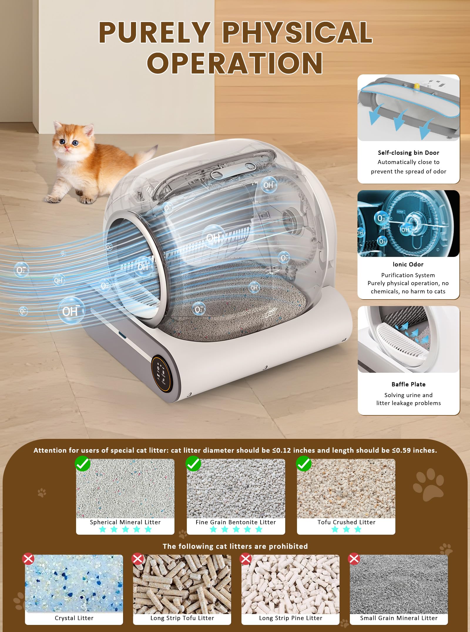 (2025) Self Cleaning Litter Box, Upgraded Robot Automatic Litter Box For Multiple Cats, 65L+9L Extra Large, Features Negative Io